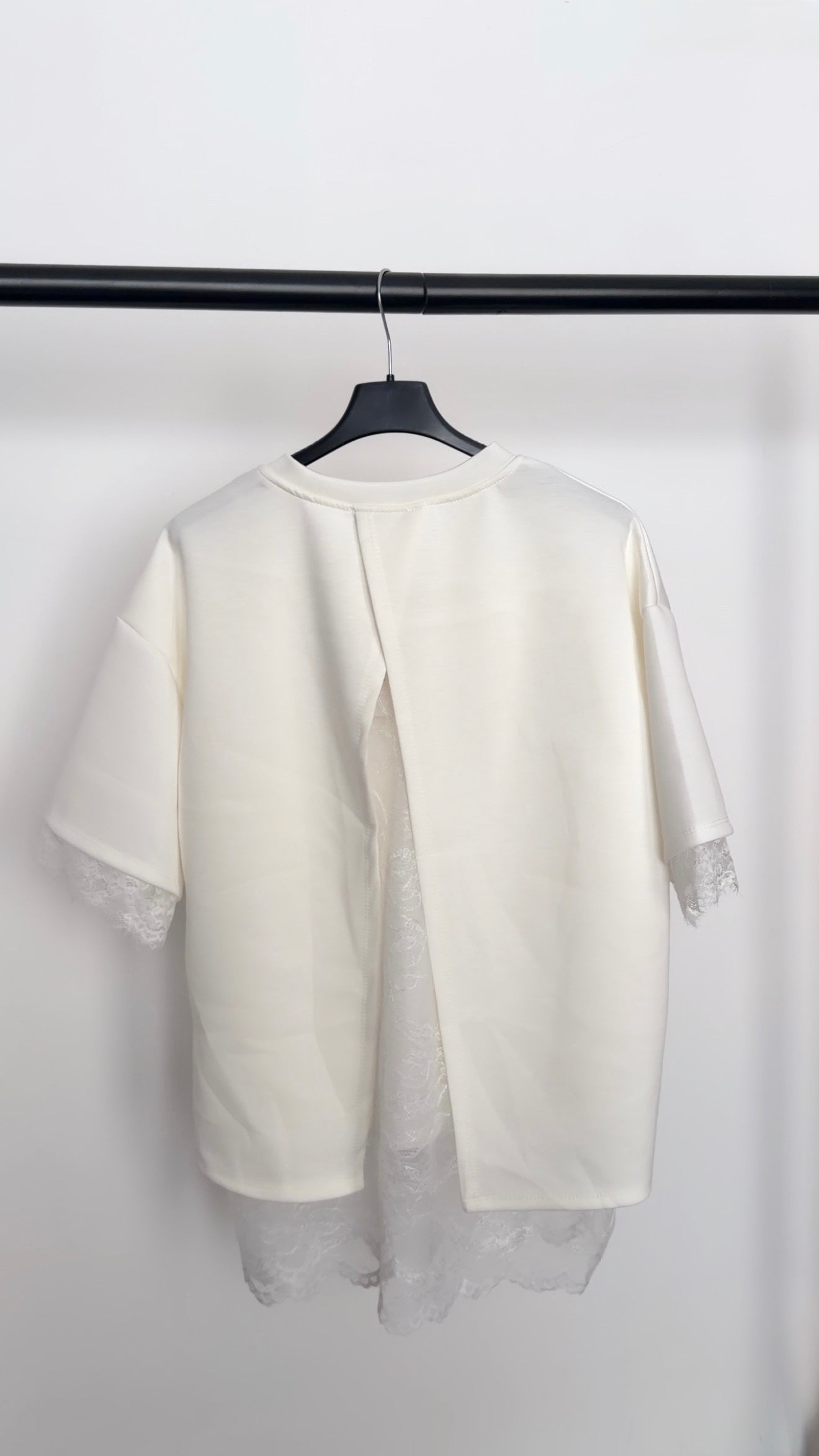 T-shirt oversize dos en dentelle BLANC