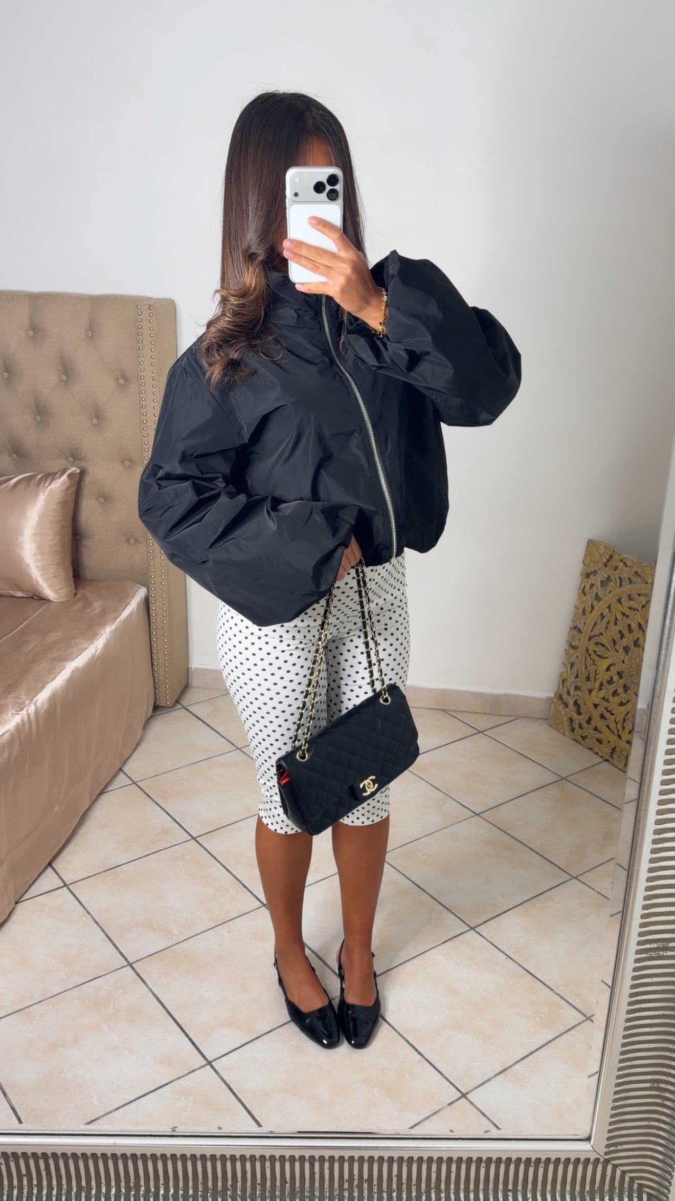 Veste imperméable style ballon [NOIR]