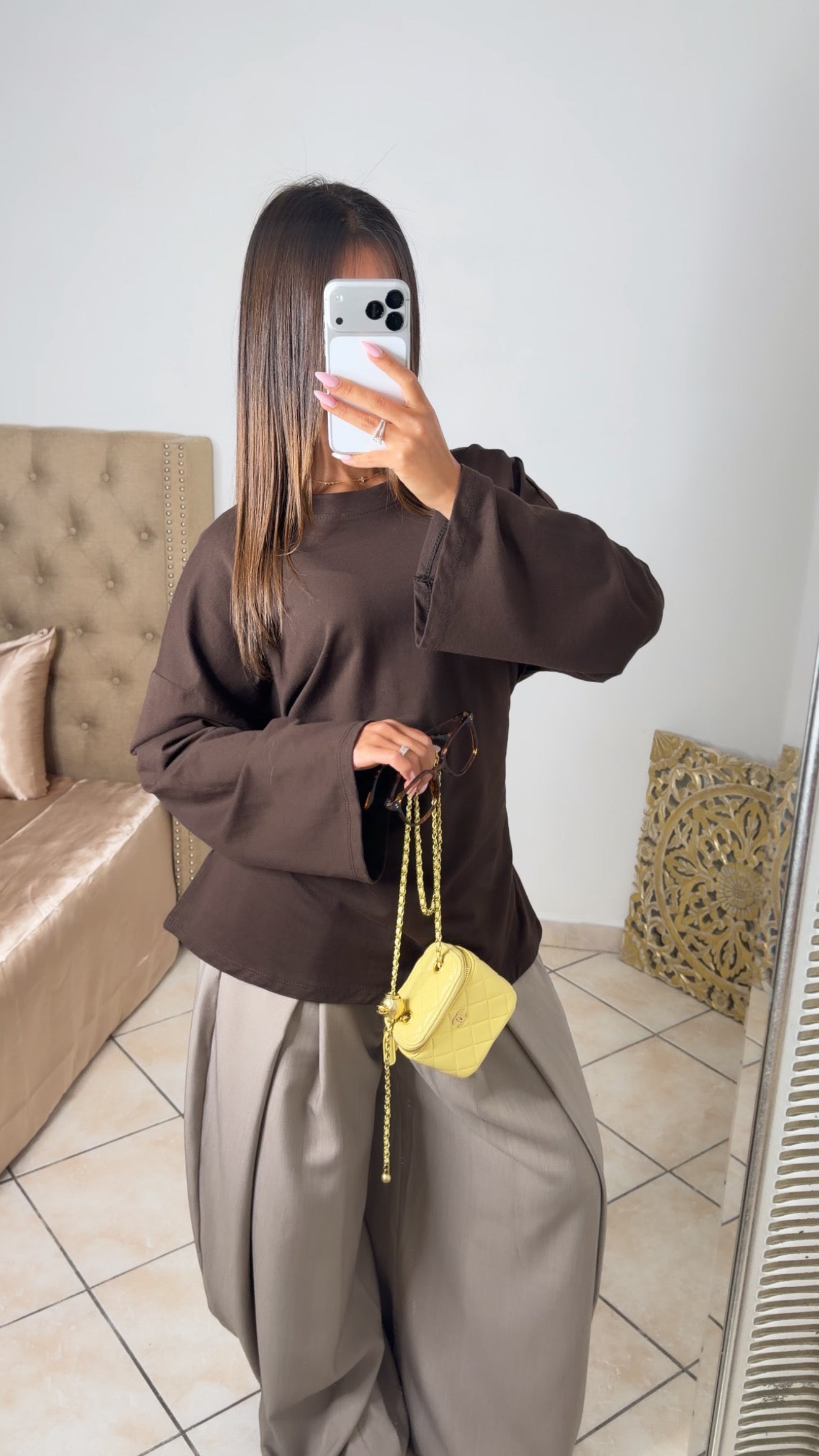 T-shirt oversize à cintrée au dos [MARRON]