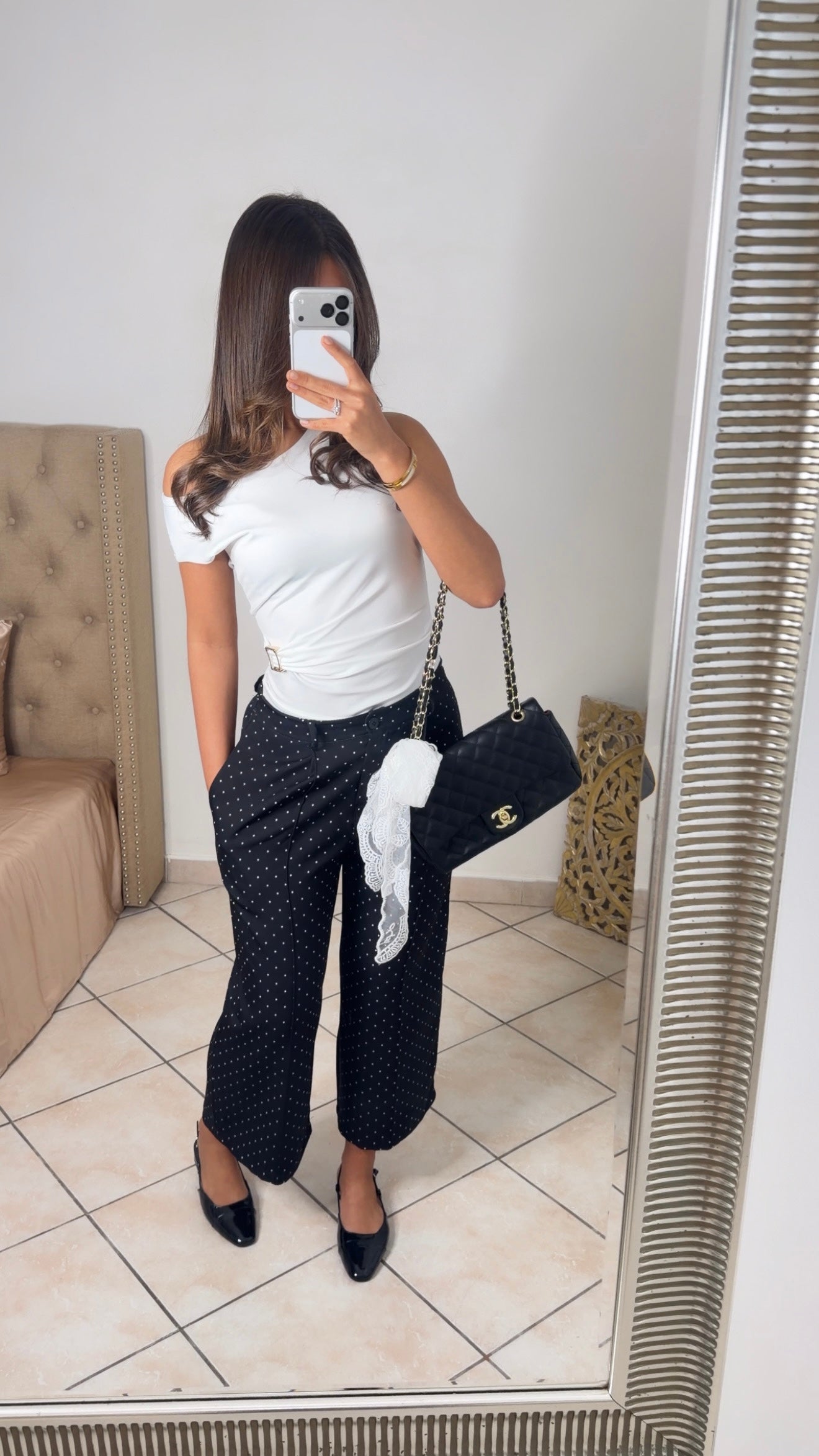 Pantalon cropped à pois [NOIR]