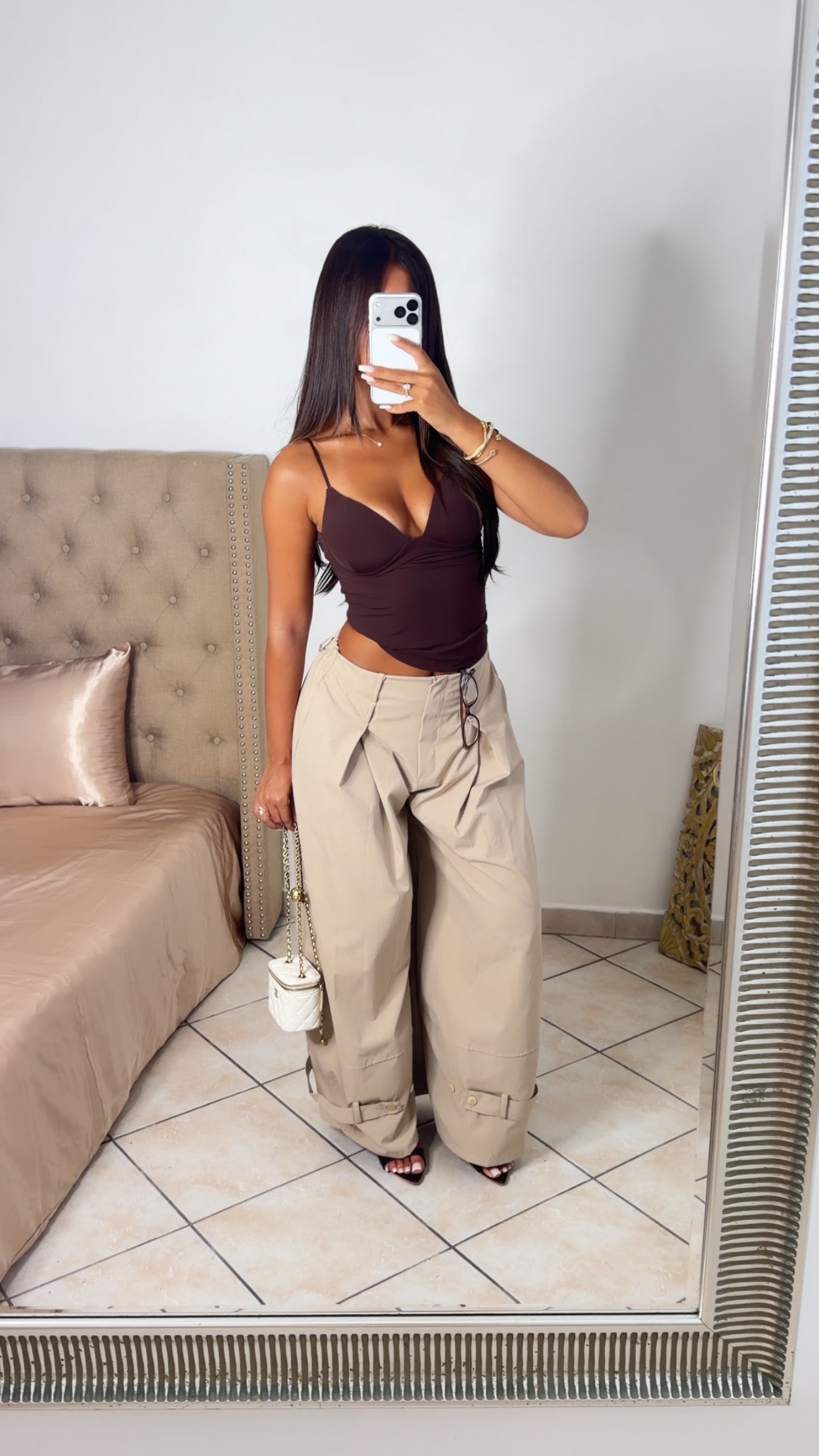 Pantalon oversize détail trench [BEIGE]
