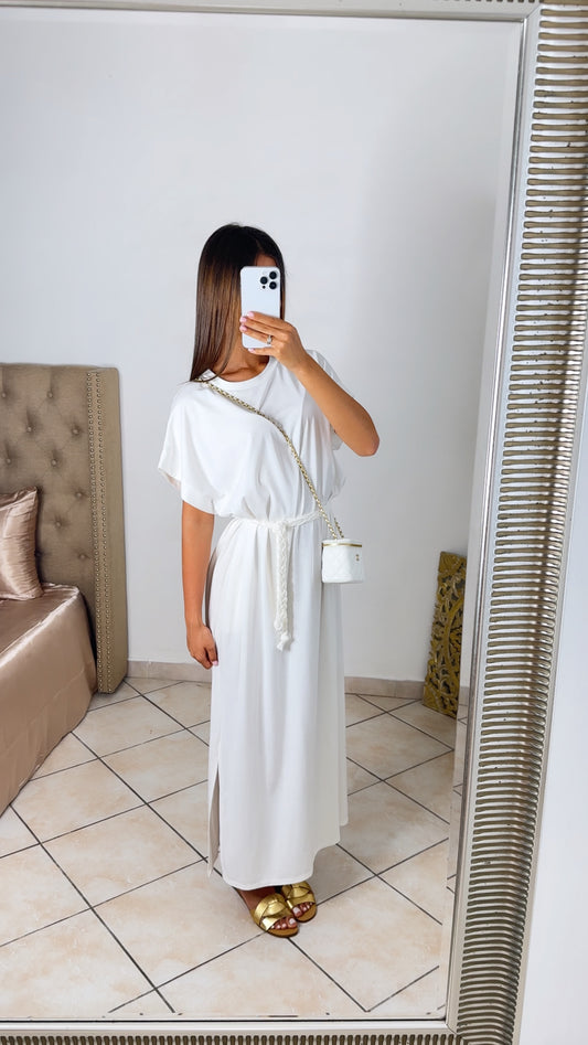 Robe à ceinture tressée [BLANC]
