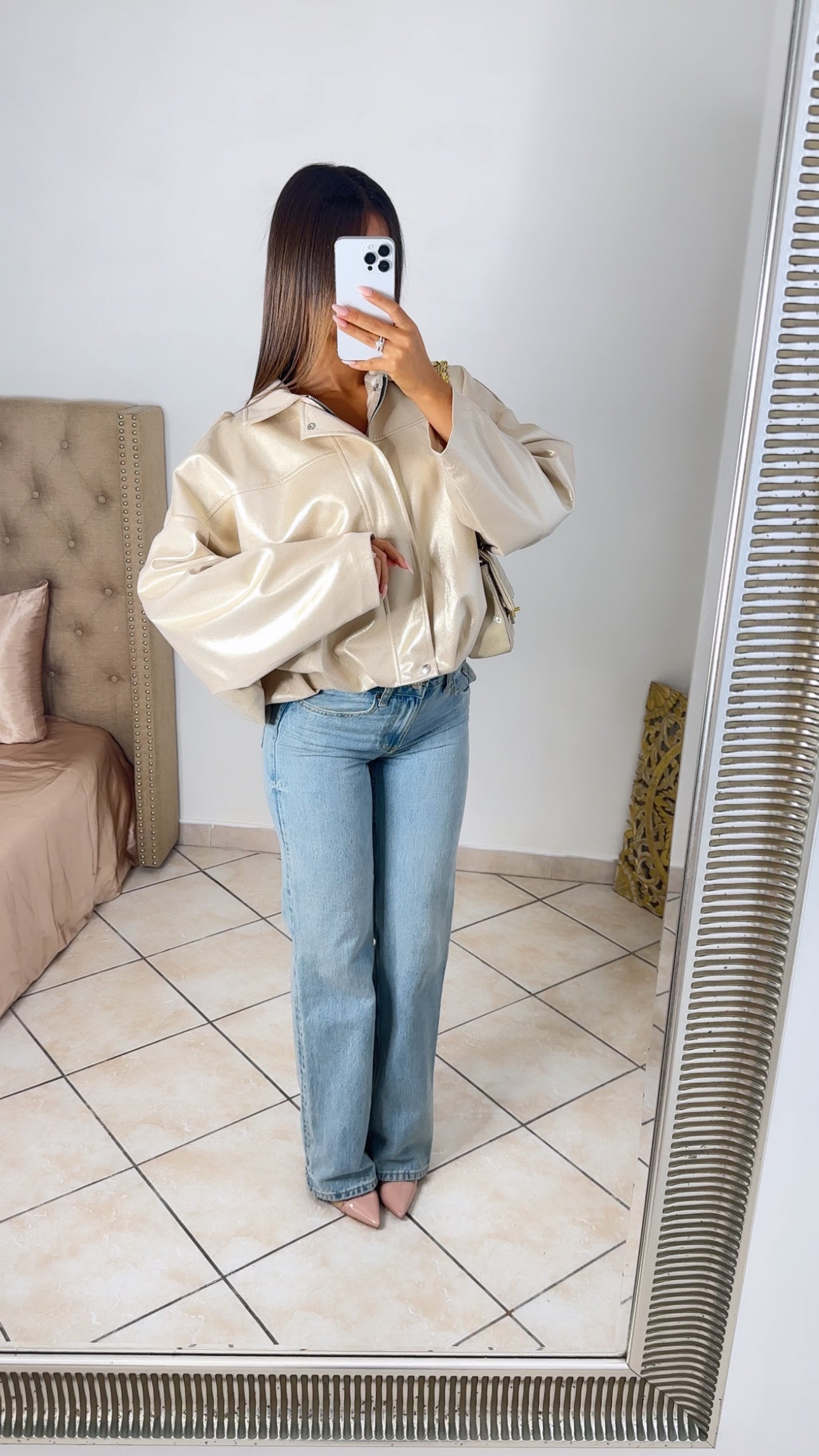 Veste bomber oversize irisé [DORÉ]