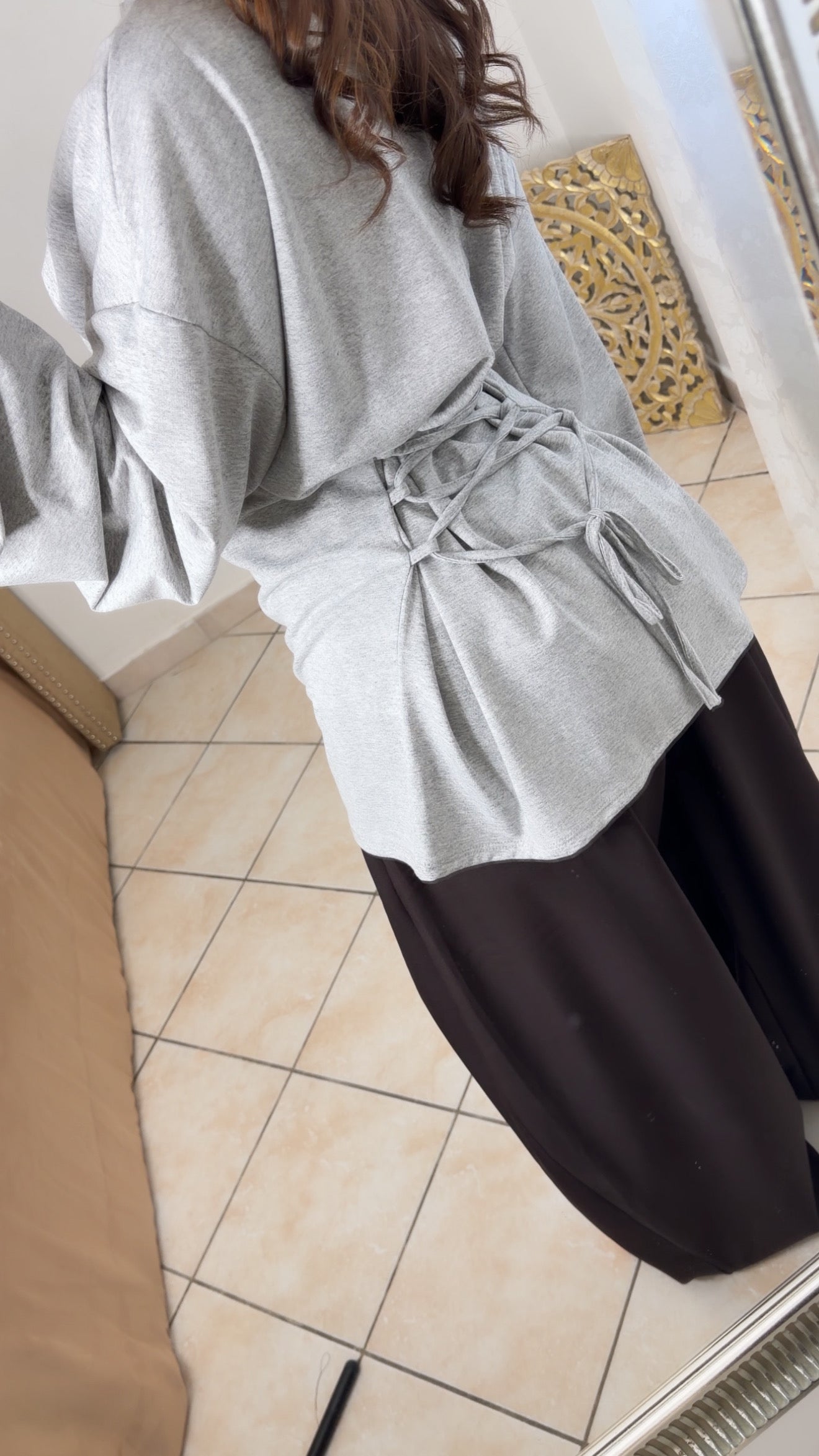 T-shirt oversize à cintrée au dos [GRIS]