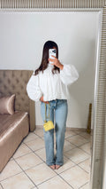Blouse bouffante à nouer au dos [BLANC]