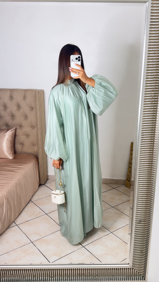 Robe longue manches bouffantes [MENTHE]