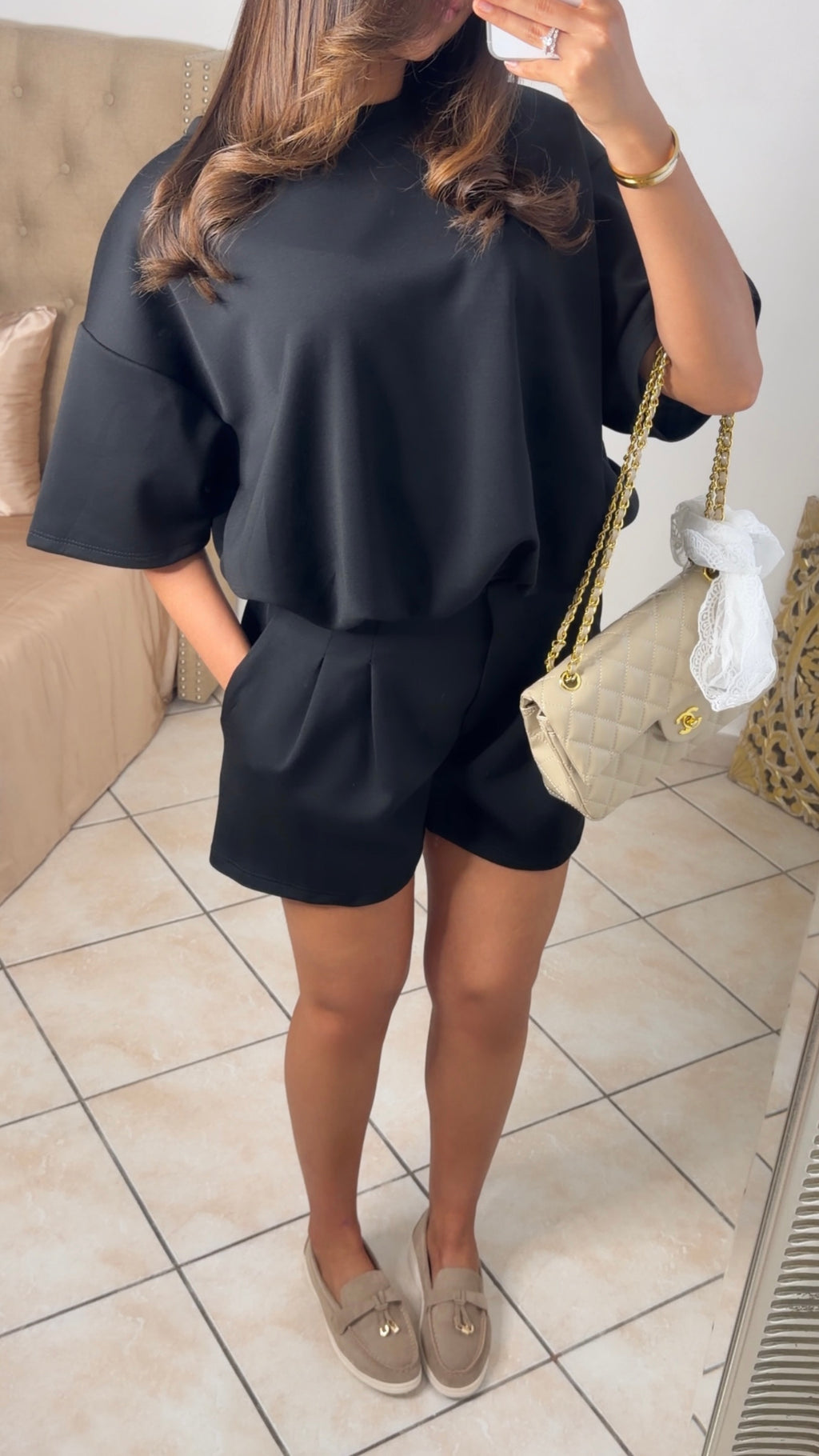 Ensemble t-shirt bouffant et short [NOIR]