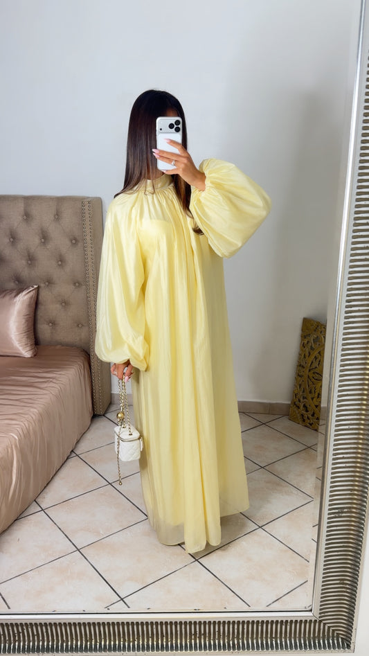Robe longue manches bouffantes [JAUNE]