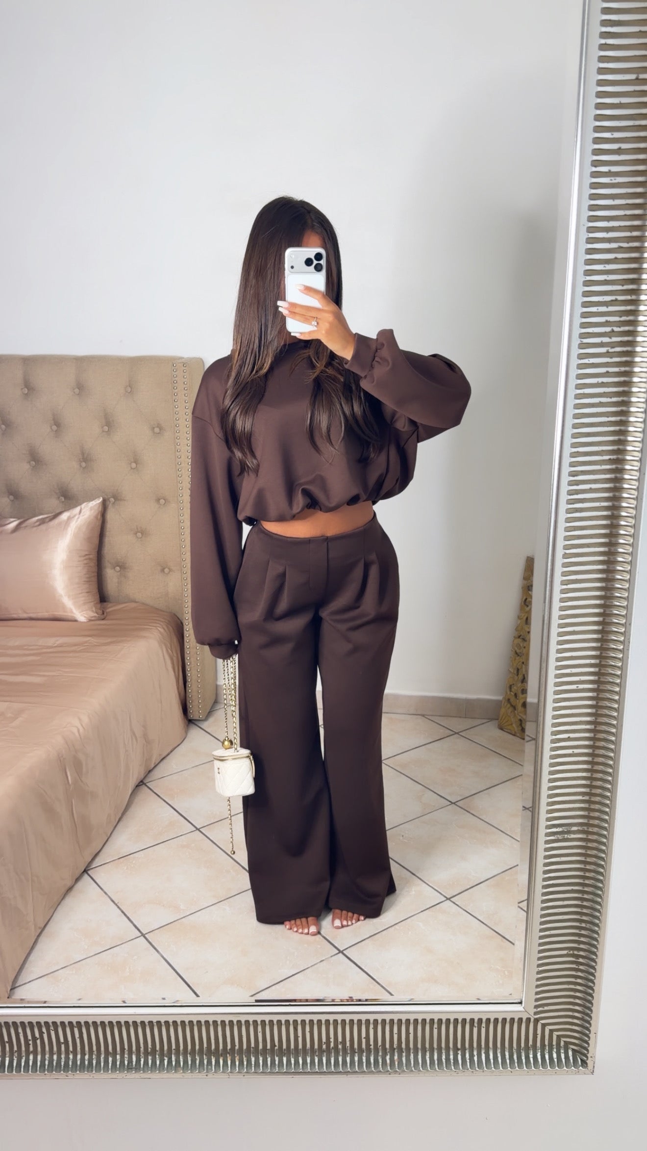 Ensemble sweat bouffant et pantalon [MARRON]