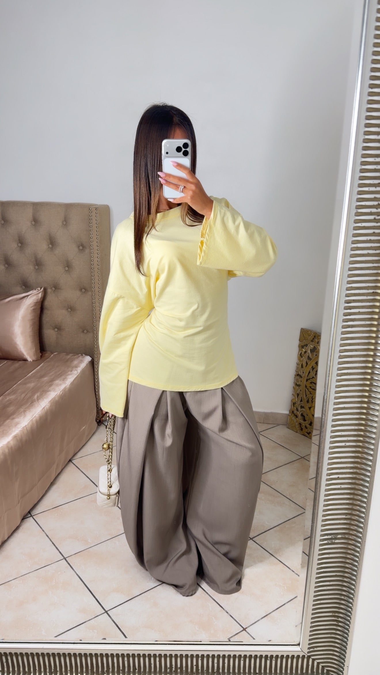 T-shirt oversize à cintrée au dos [JAUNE]