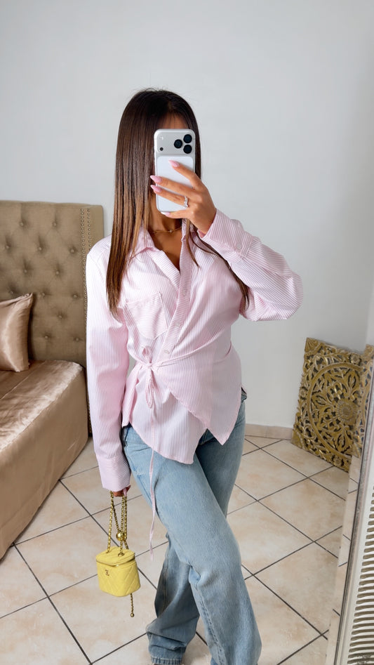 Chemise rayé à cintrer [ROSE]