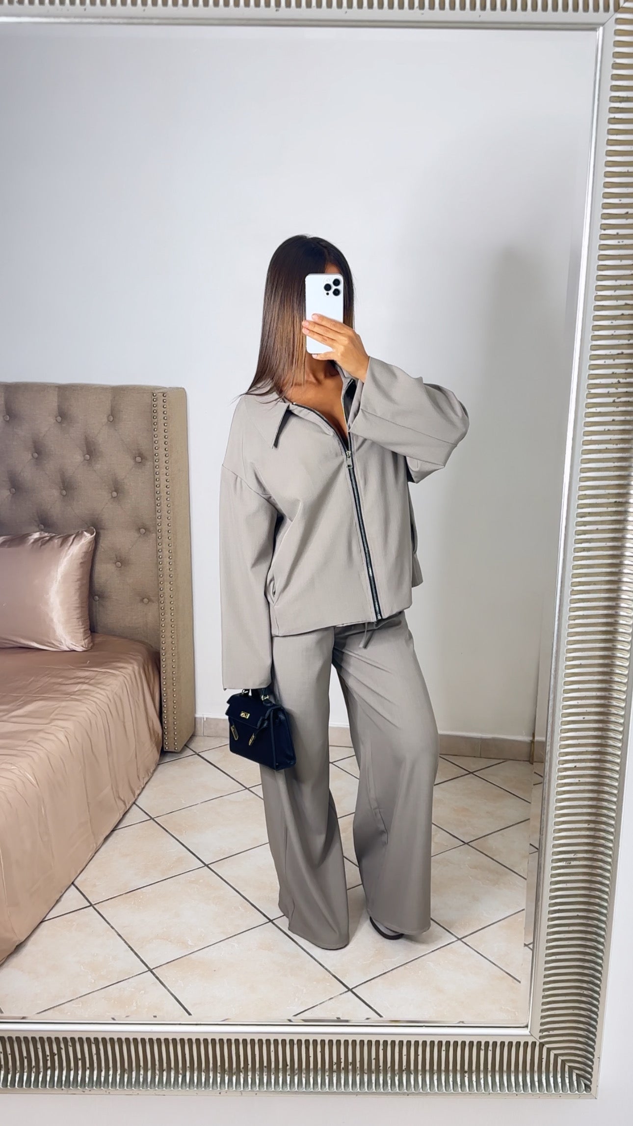 Ensemble veste et pantalon style trench [TAUPE]