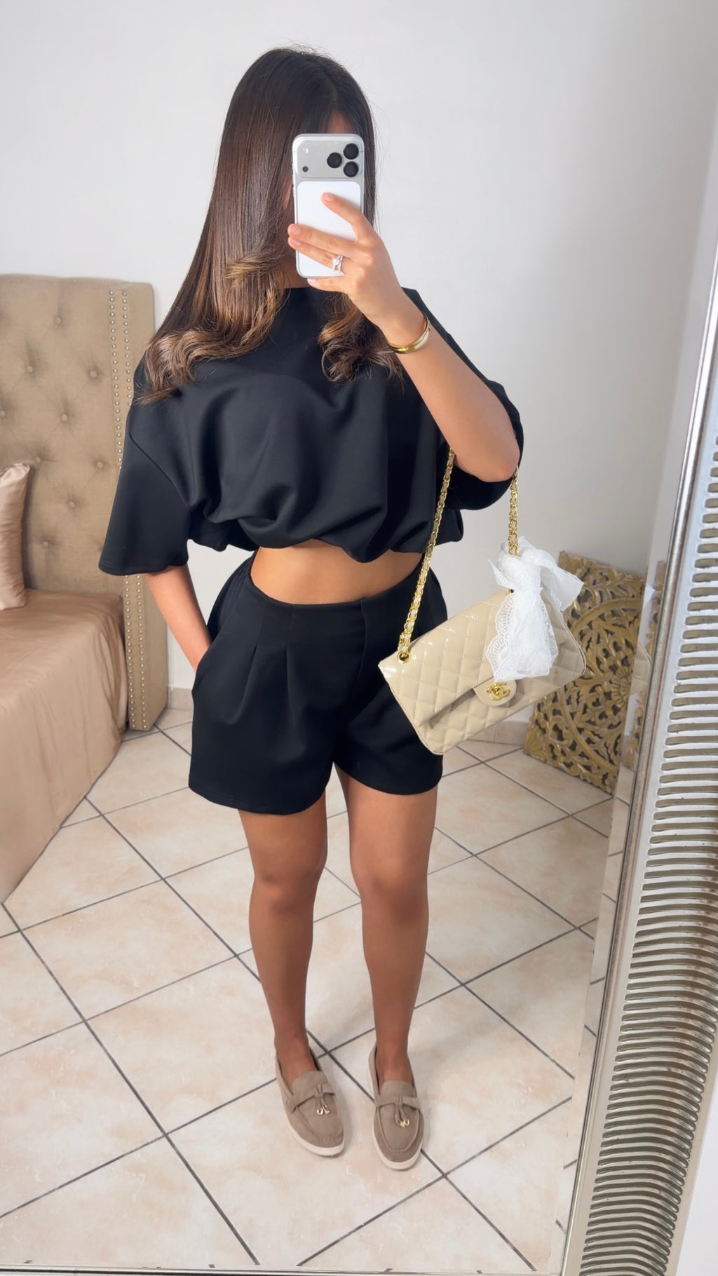 Ensemble t-shirt bouffant et short [NOIR]