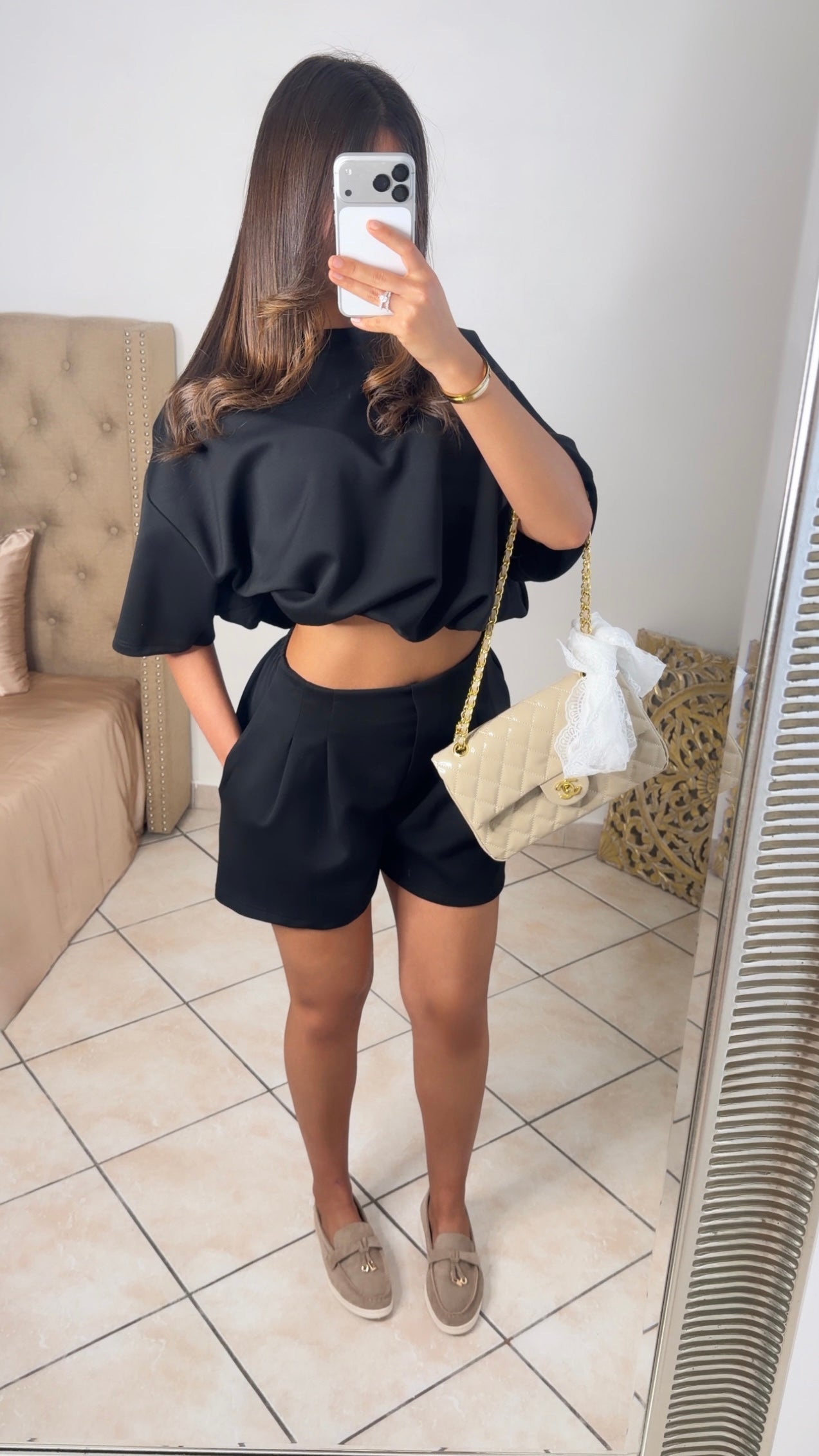 Ensemble t-shirt bouffant et short [NOIR]