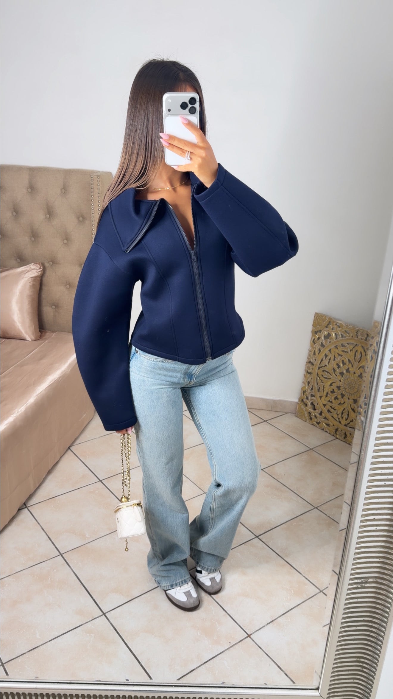 Veste structurée à zip [MARINE]