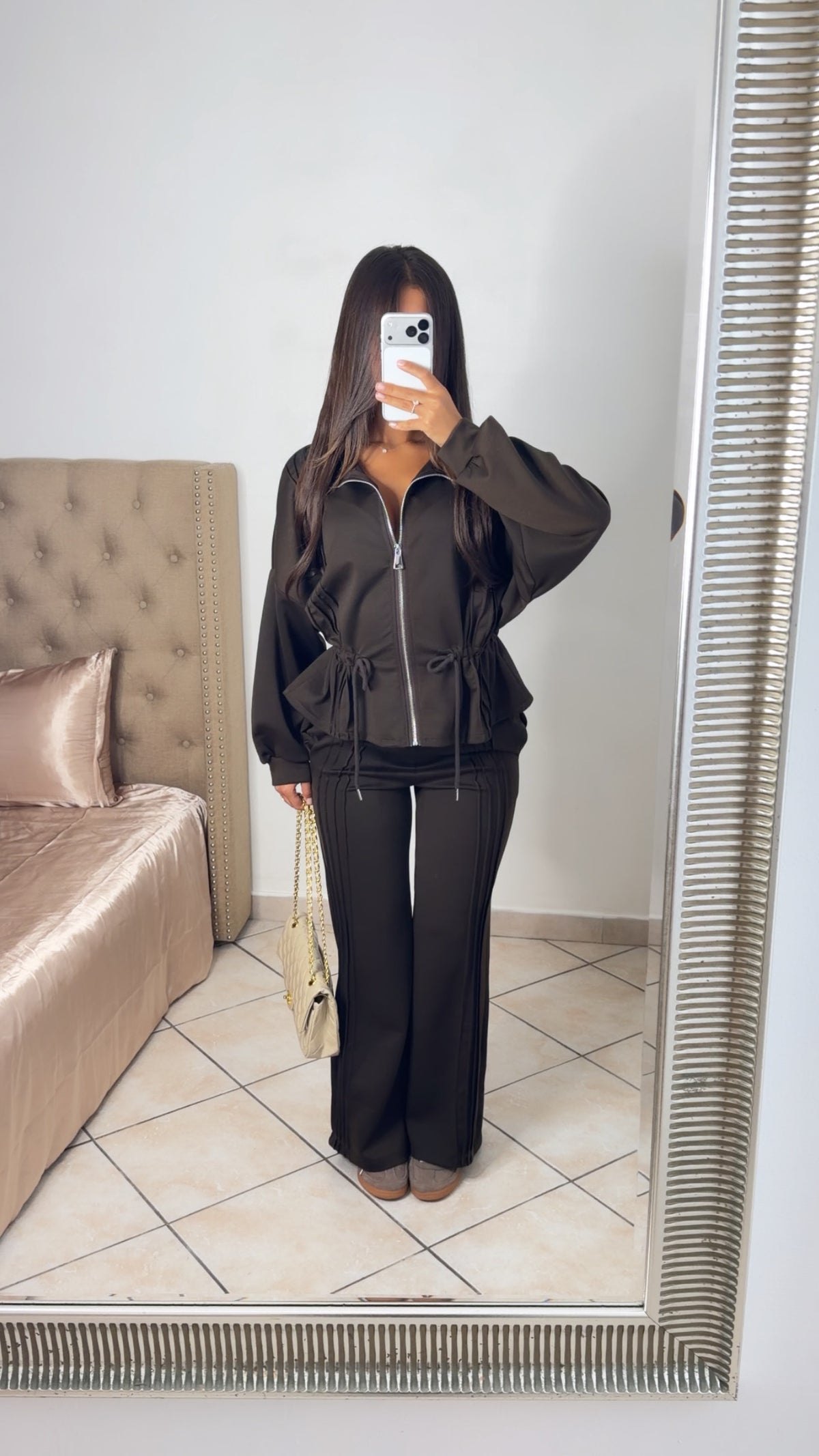 Ensemble Utility - veste zippée & pantalon droit [MARRON]