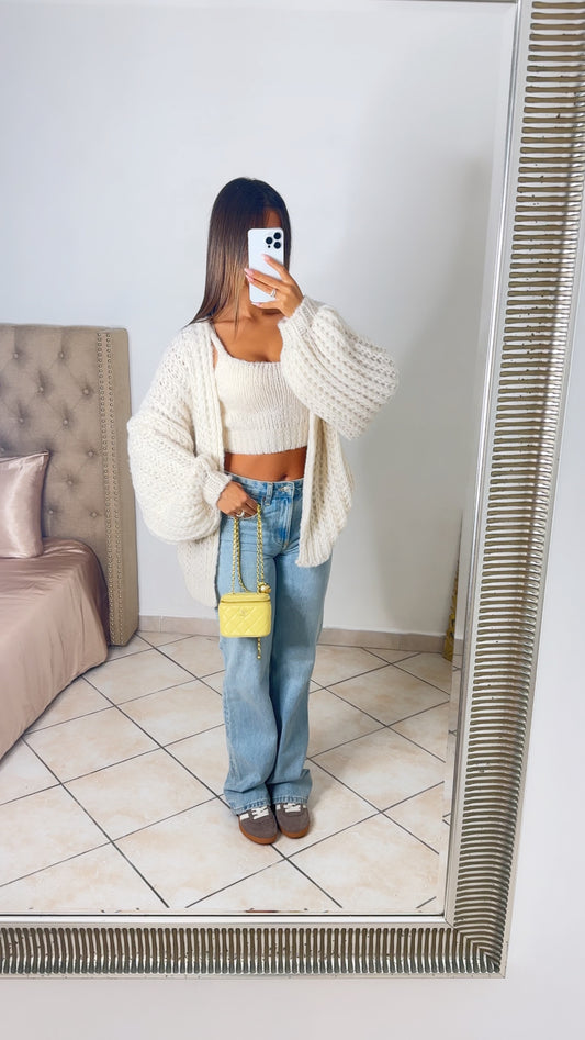 Cardigan en grosse maille [CREME]