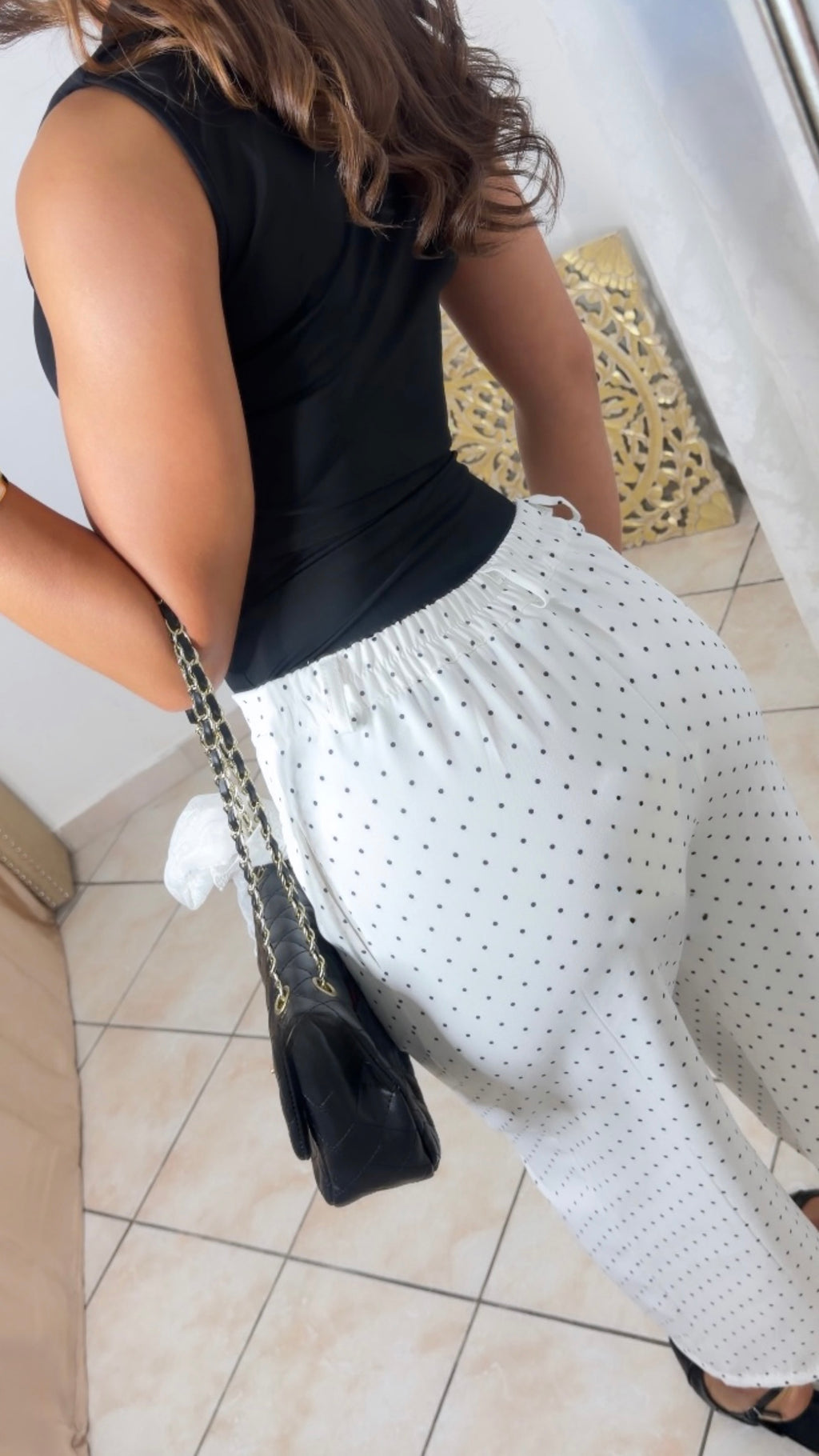 Pantalon cropped à pois [BLANC]