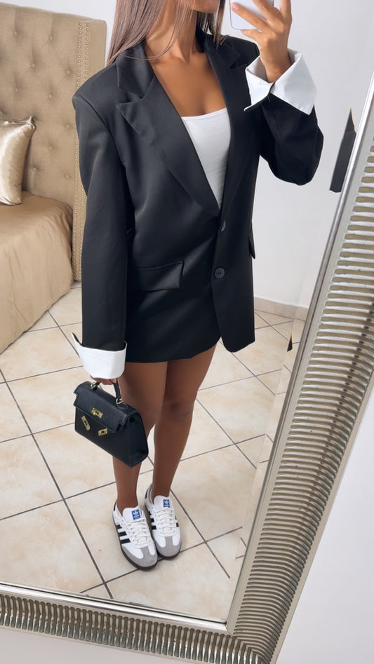 Blazer oversize à revers [NOIR]