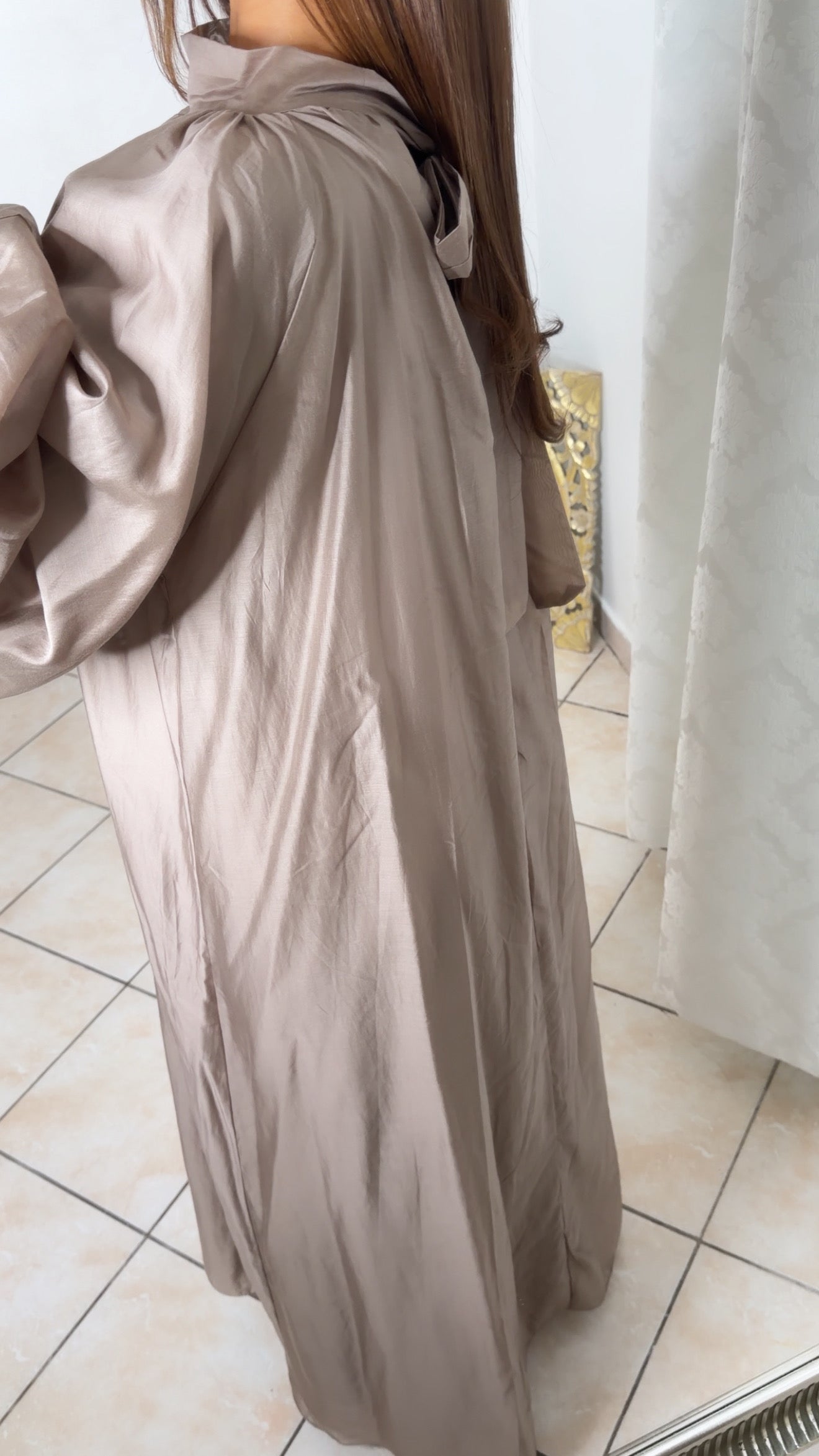 Robe longue manches bouffantes [TAUPE]