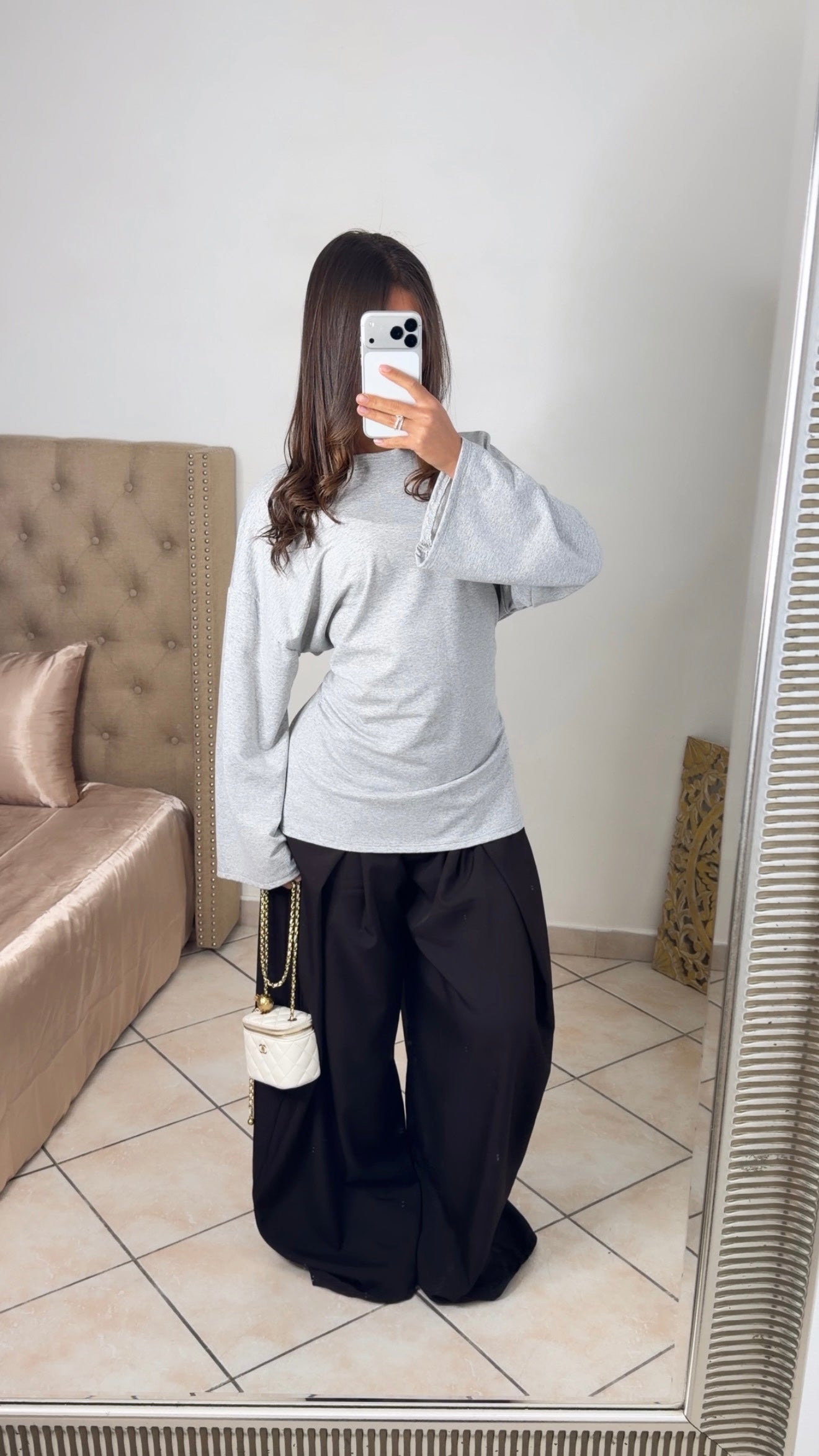 T-shirt oversize à cintrée au dos [GRIS]