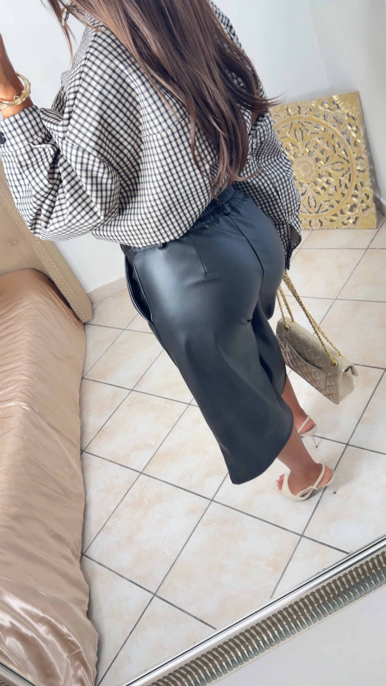 Veste bouffante à carreaux [NOIR]