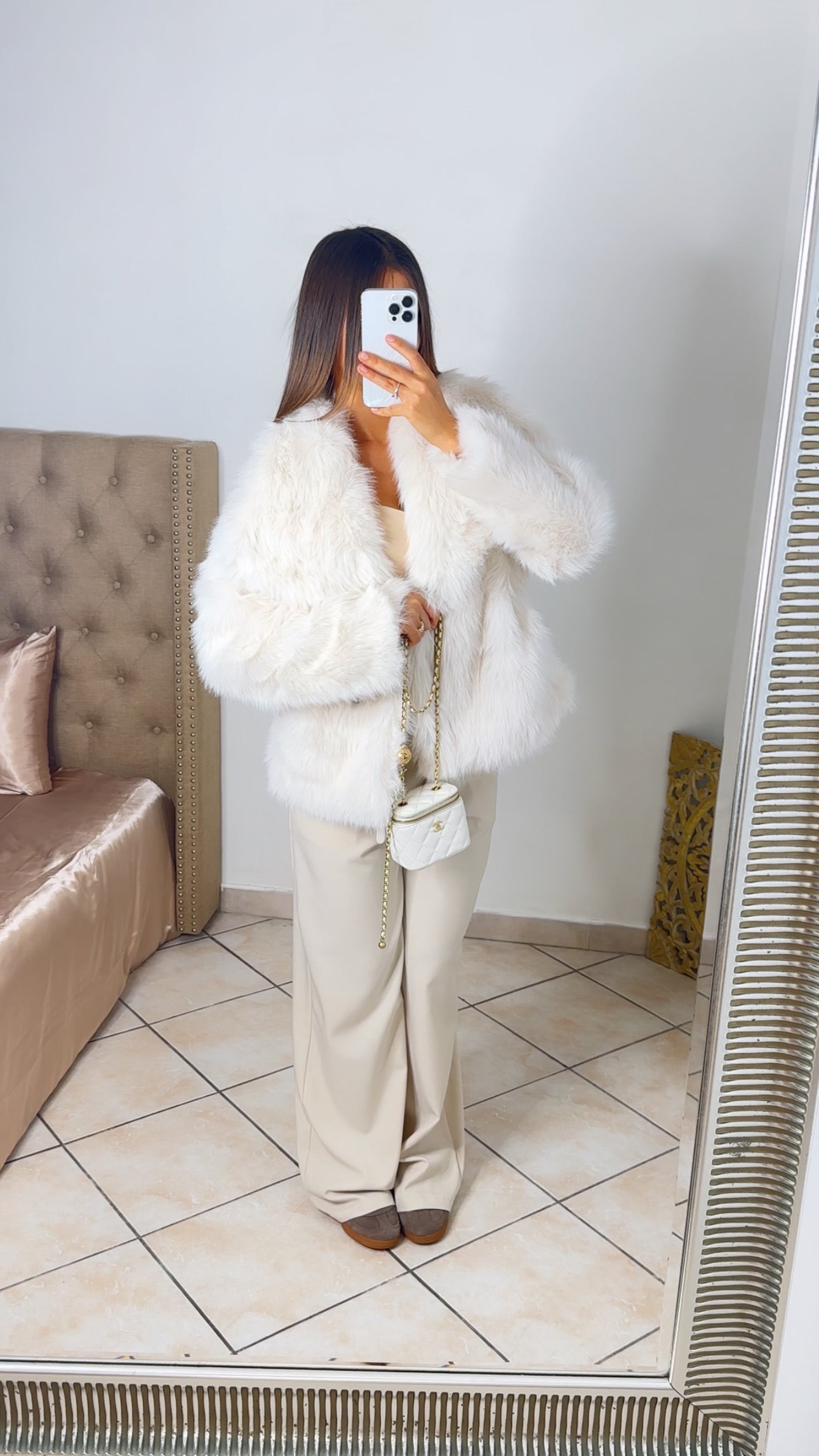 Manteau fausse fourrure [BLANC CRÈME]