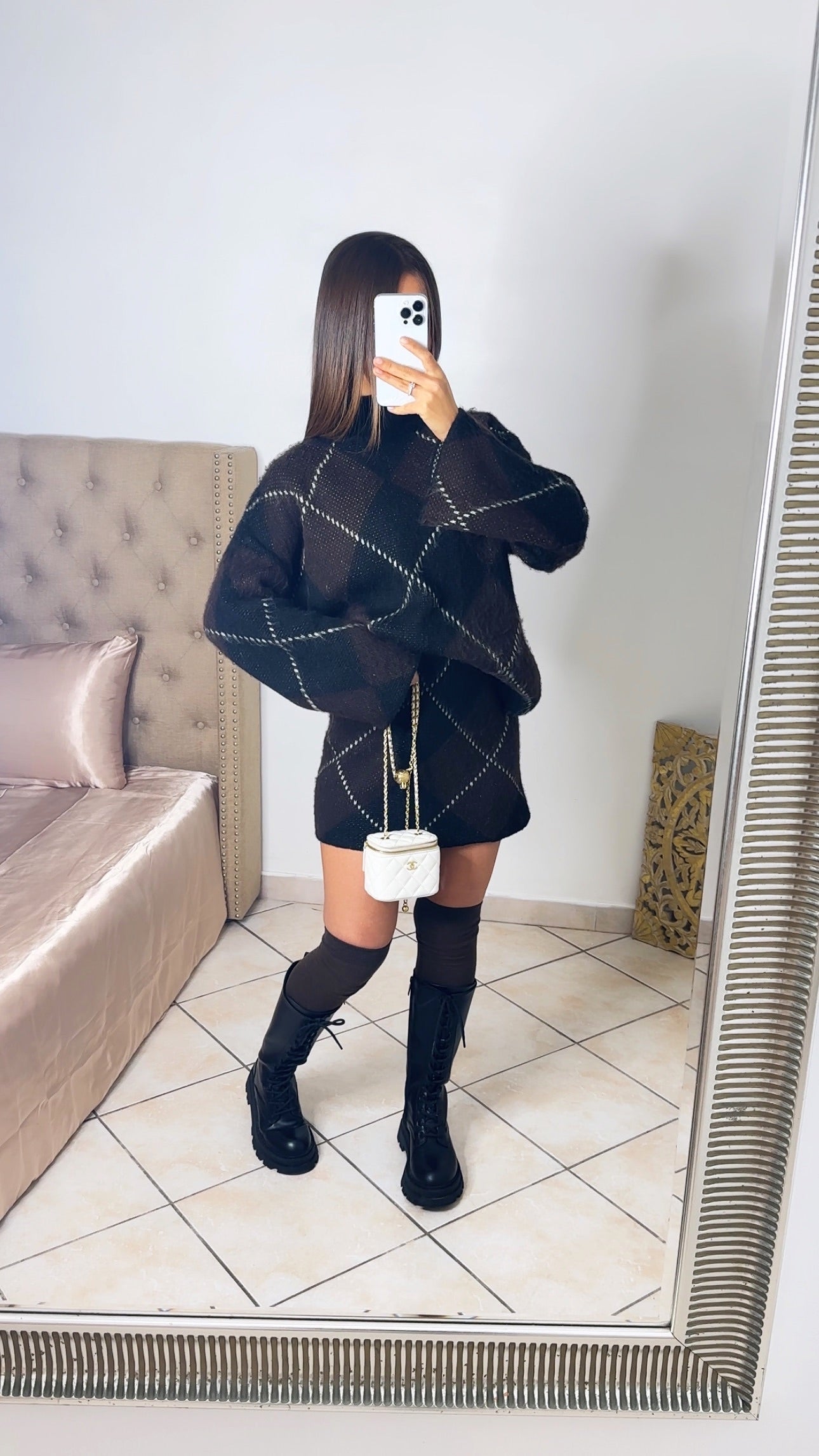 Ensemble pull évasé et jupe en maille [NOIR]