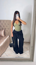 Pantalon doublé à nouer [NOIR]