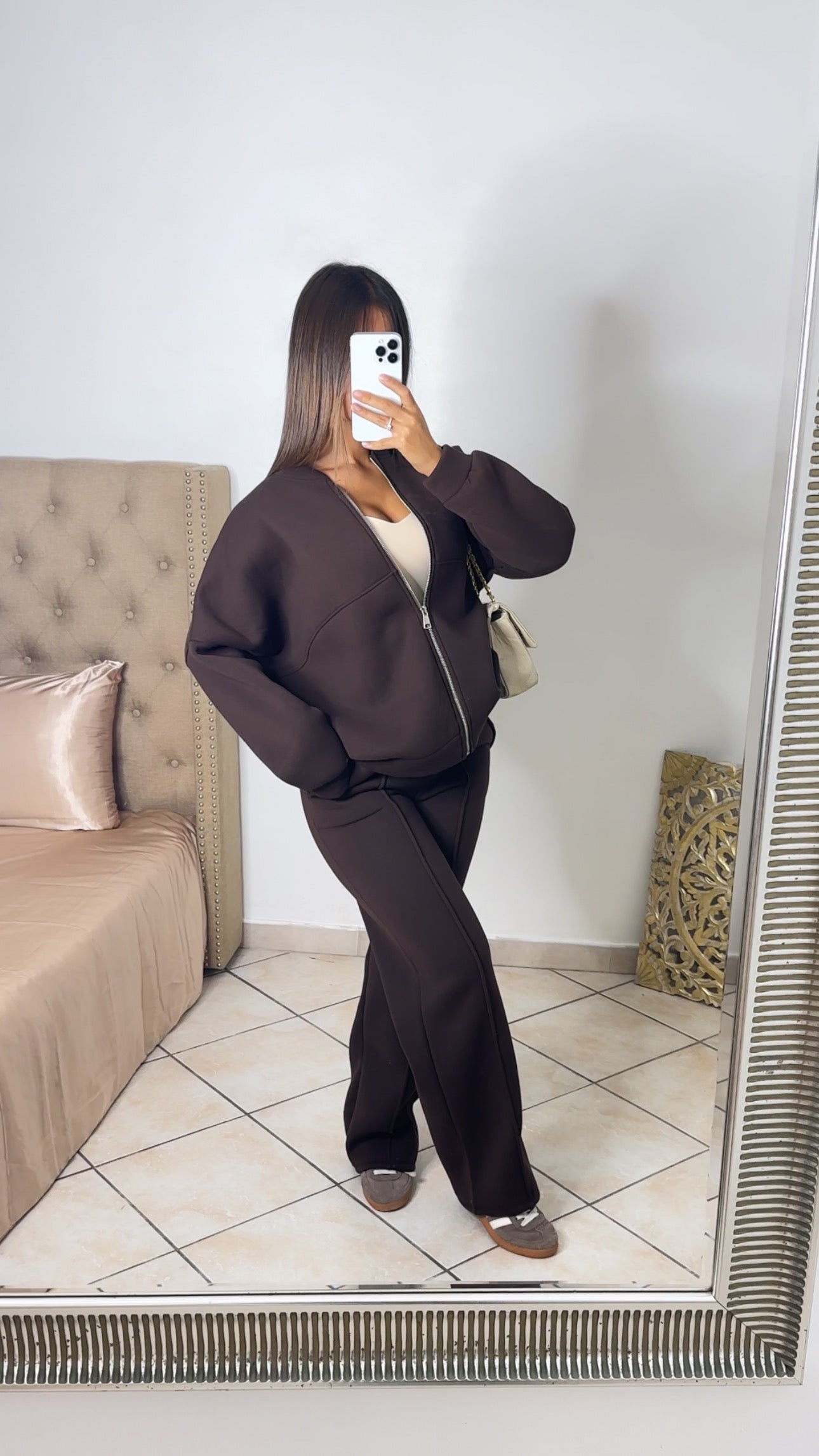 Ensemble veste à zip & pantalon jogging [MARRON]