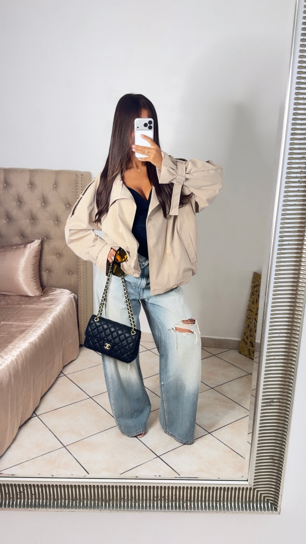 Trench court effet ballon [BEIGE]