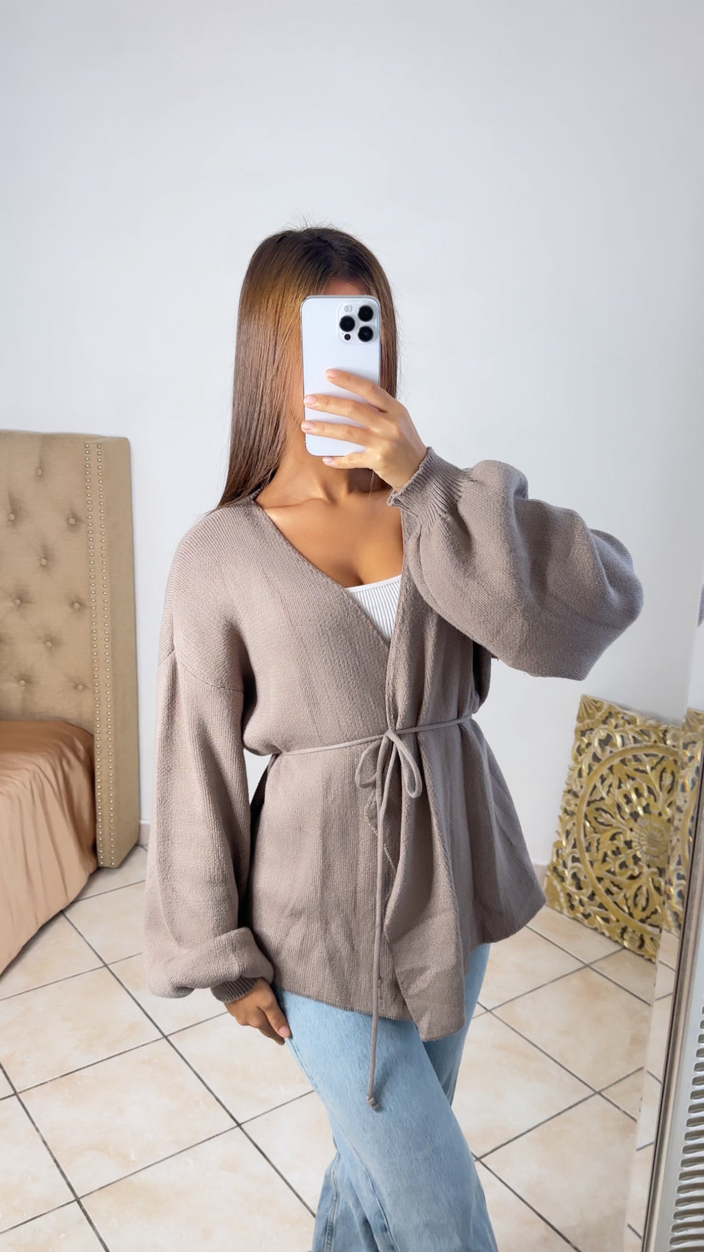 Pull à nouer [TAUPE]