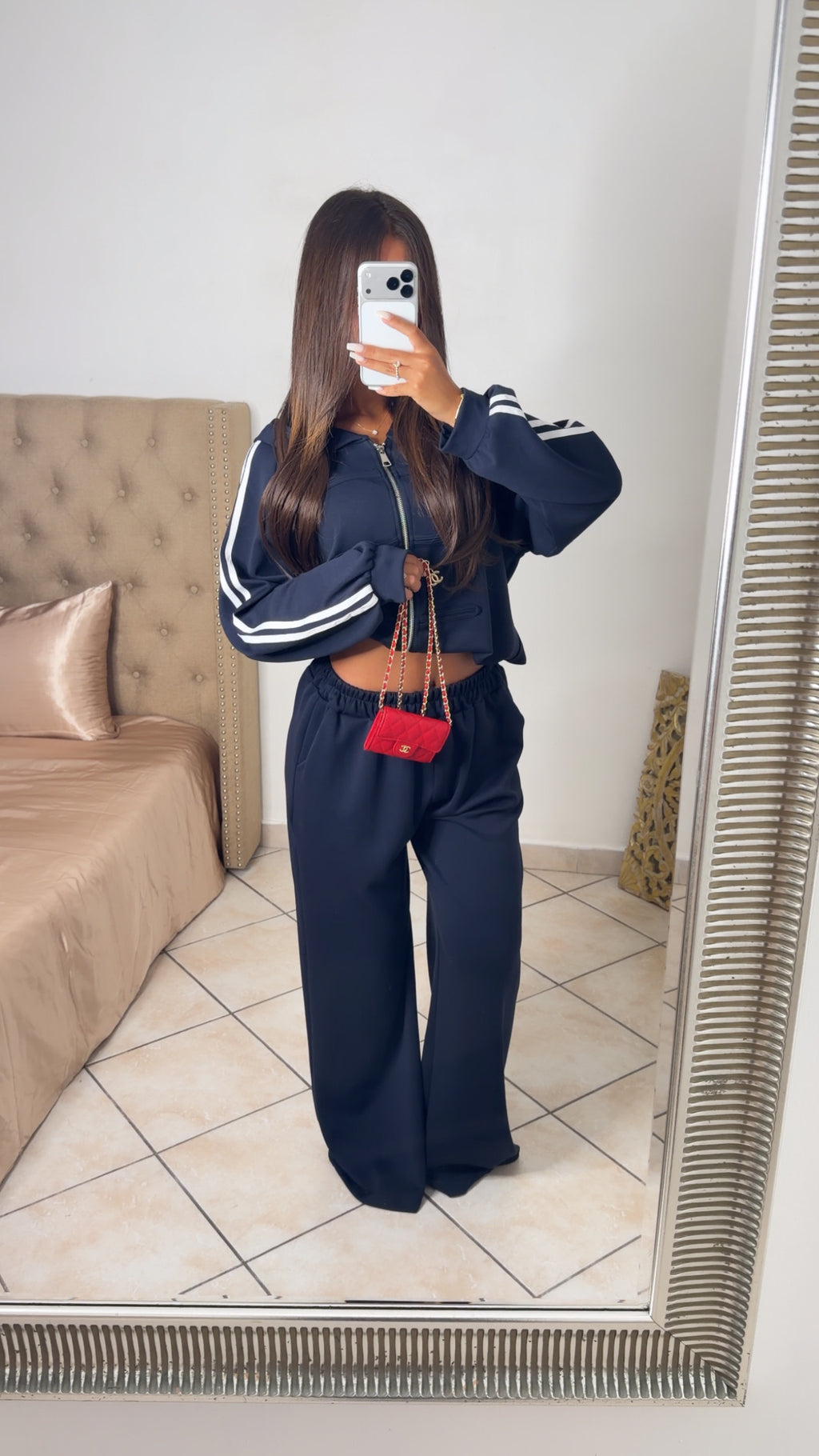 Ensemble sweat zippé détail asiatique et pantalon [MARINE]