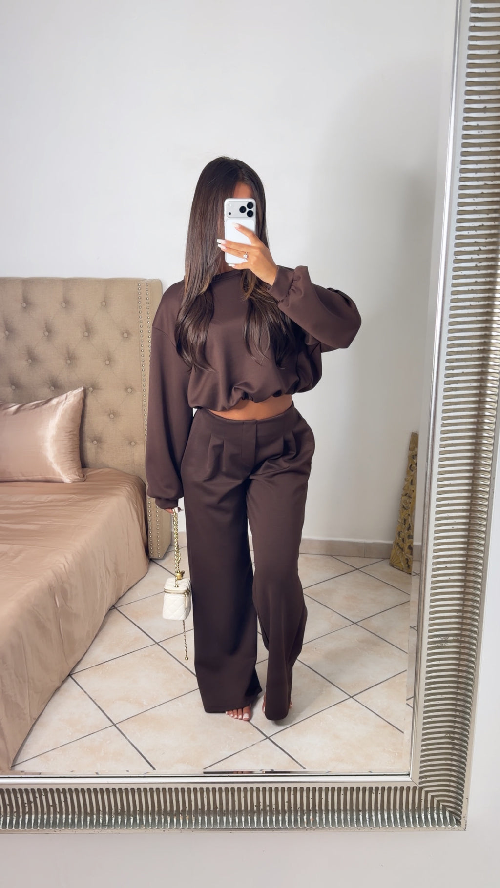 Ensemble sweat bouffant et pantalon [MARRON]