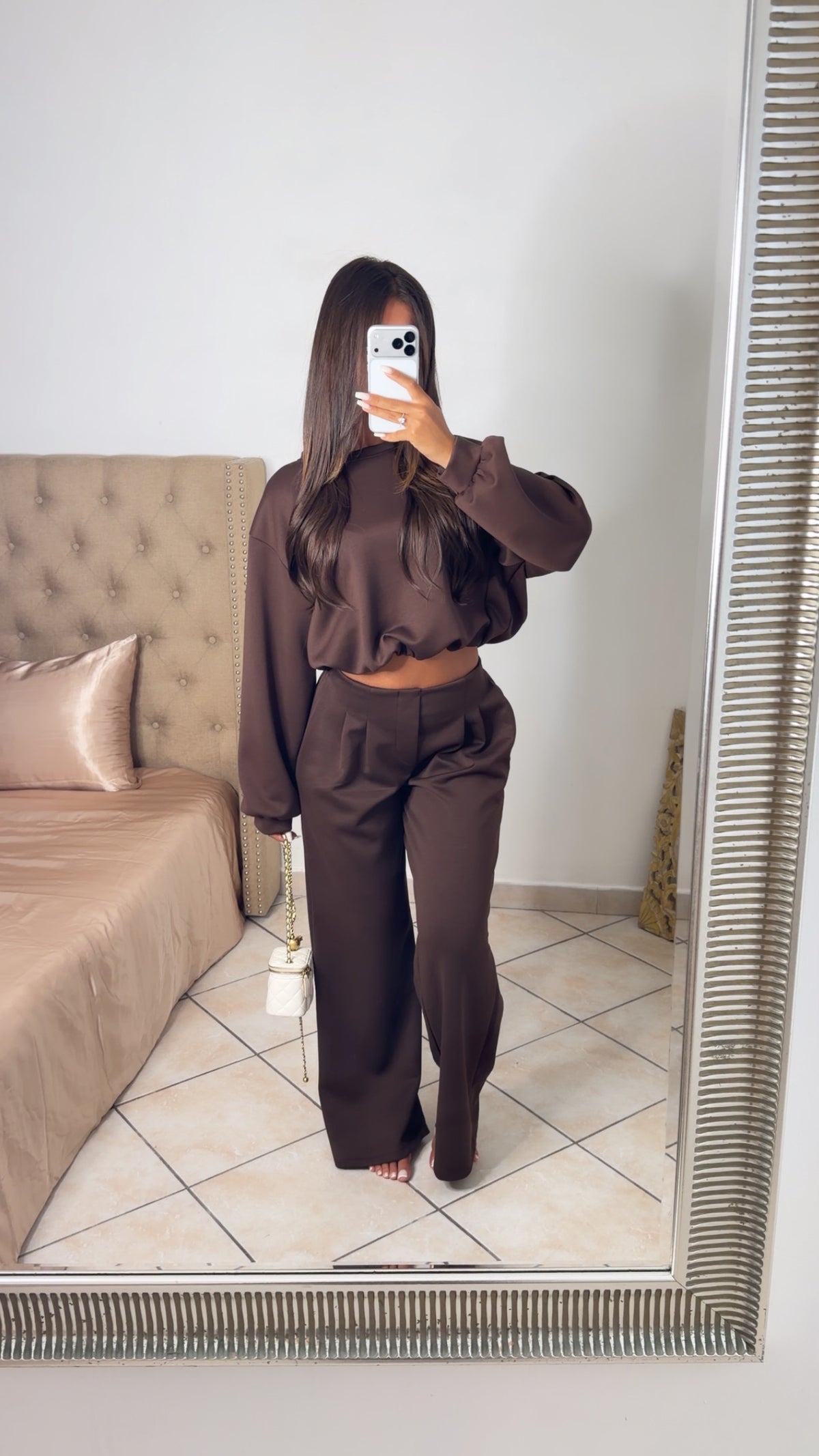Ensemble sweat bouffant et pantalon [MARRON]