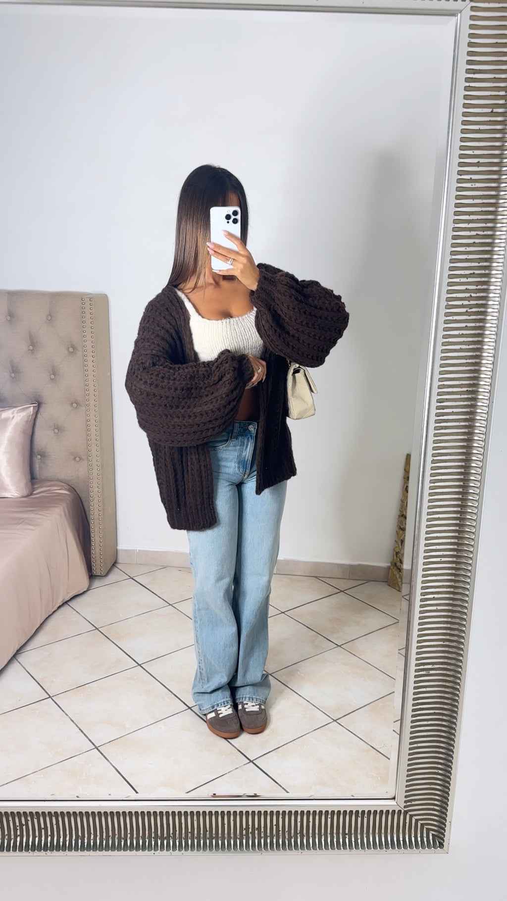 Cardigan en grosse maille [MARRON]