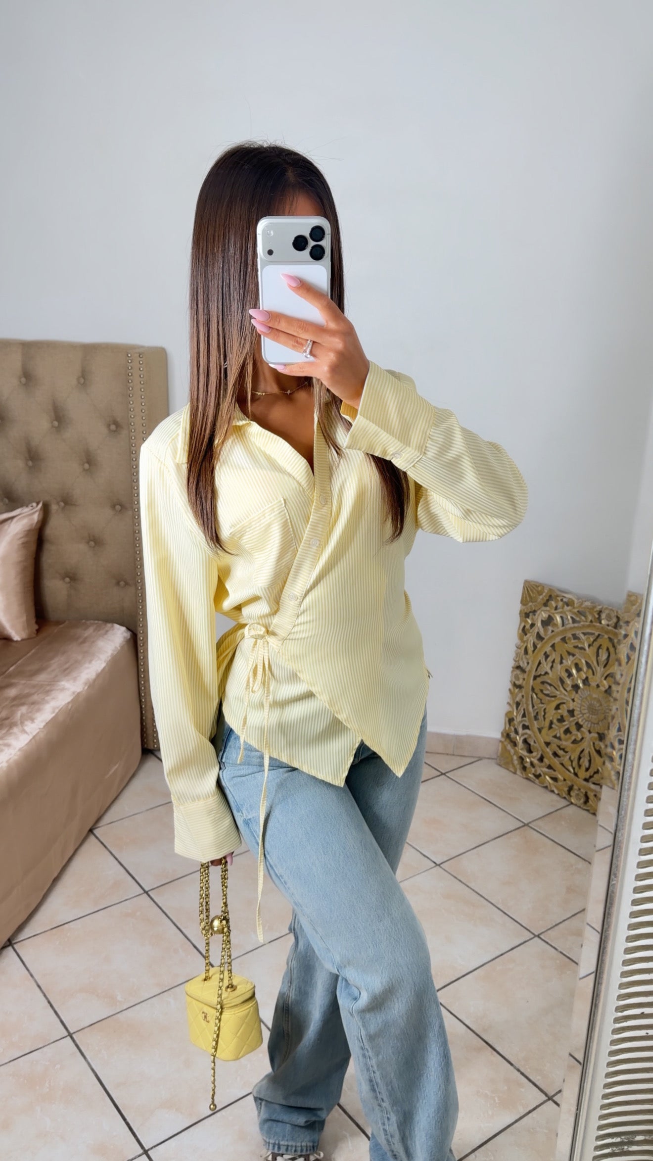 Chemise rayé à cintrer [JAUNE]