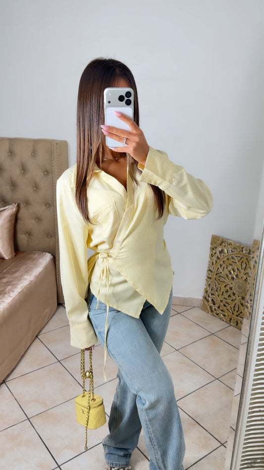 Chemise rayé à cintrer [JAUNE]