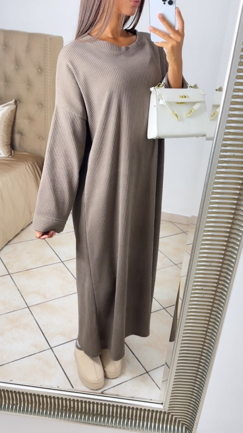 Robe en velours côtelé [TAUPE]