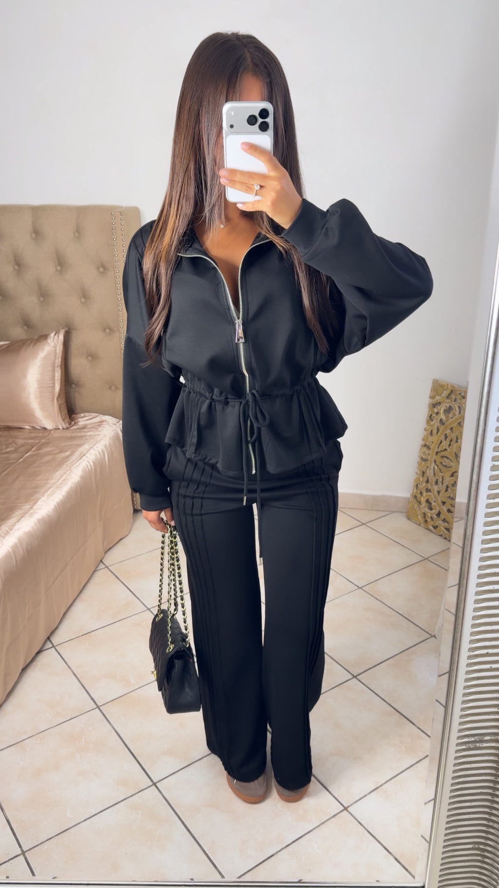 Ensemble Utility - veste zippée & pantalon droit [NOIR]