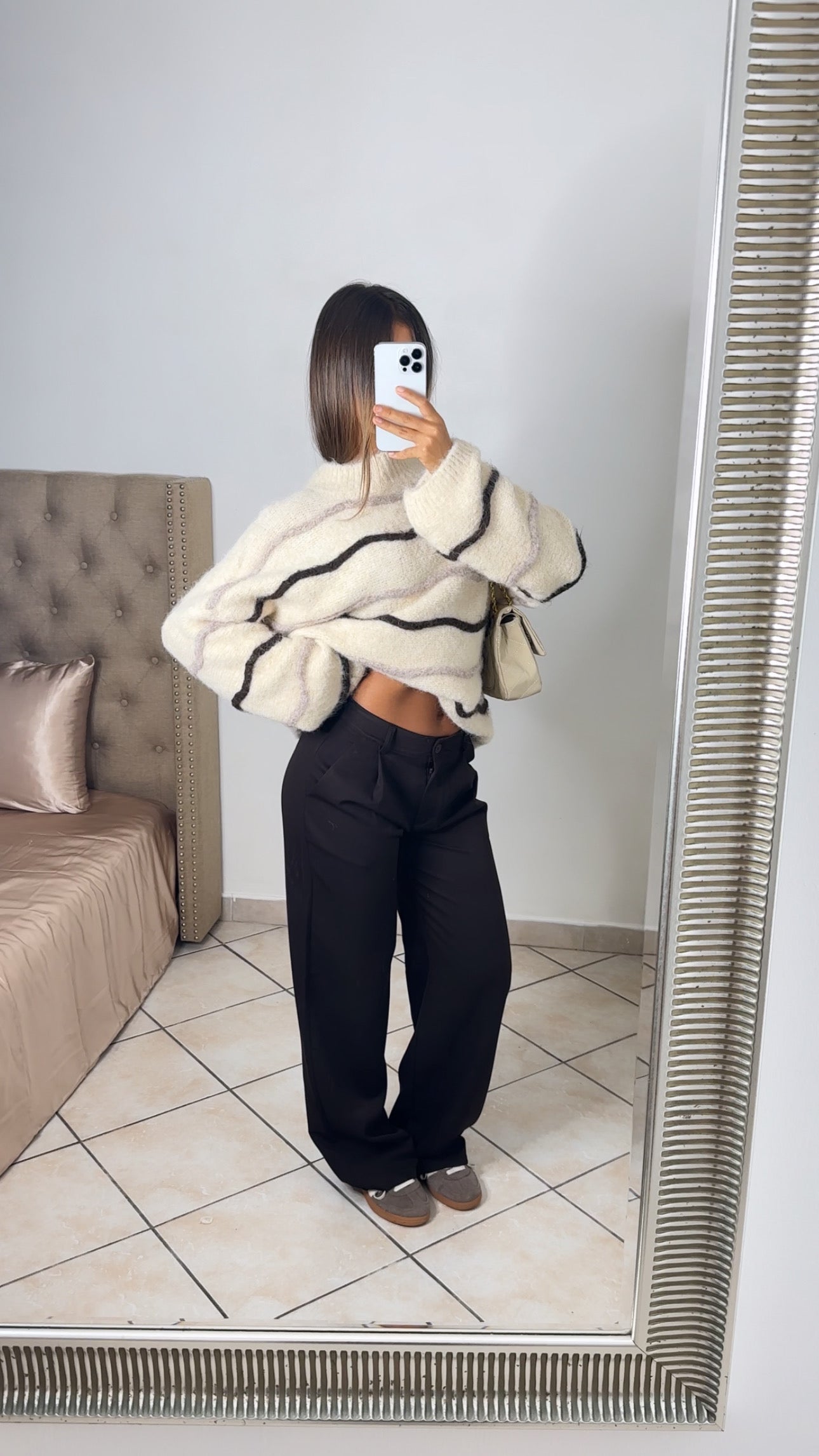 Pantalon WIDE LEG taille basse [MARRON] #727