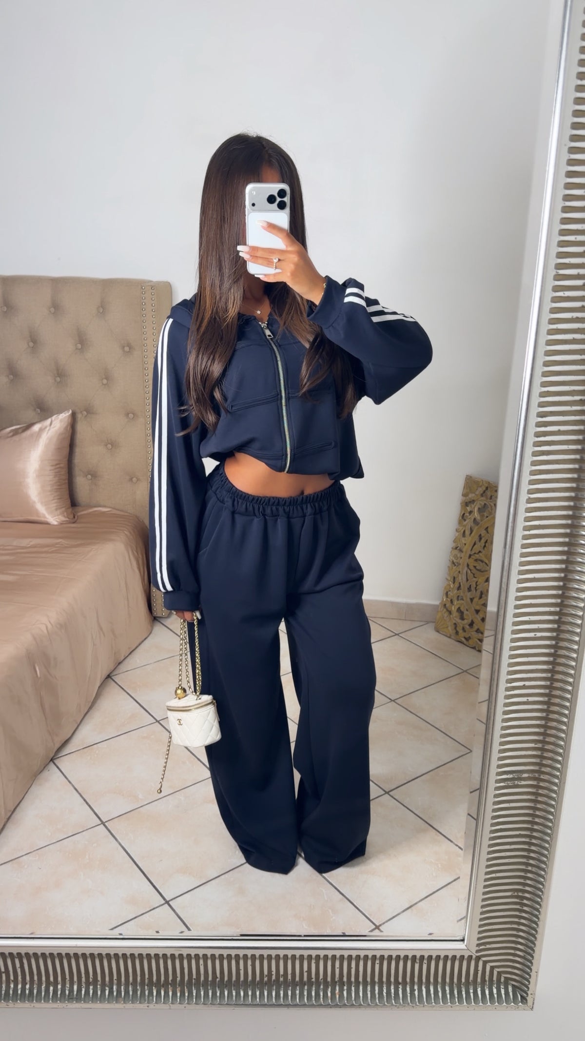 Ensemble sweat zippé détail asiatique et pantalon [MARINE]
