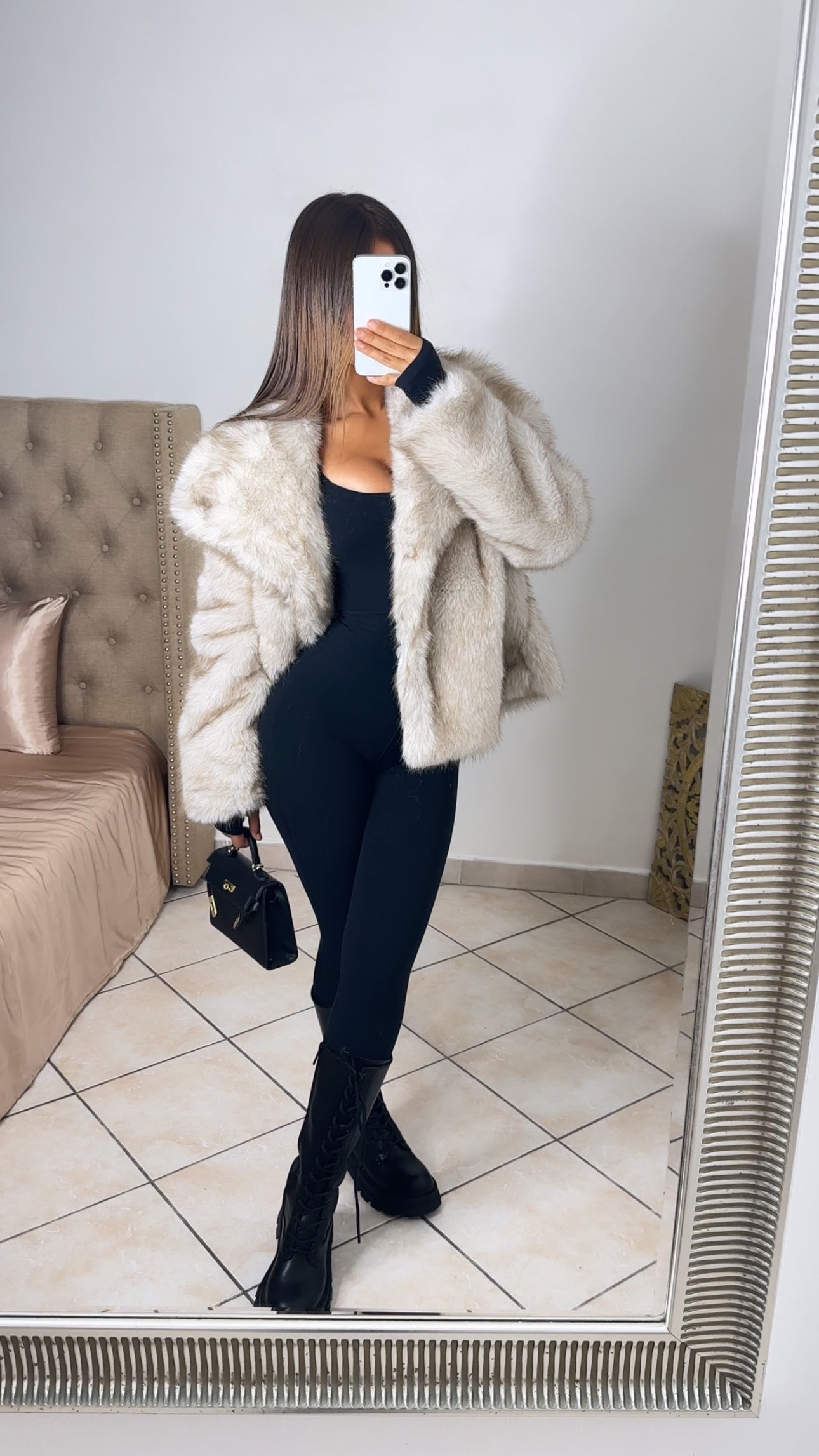Manteau fausse fourrure [BEIGE]