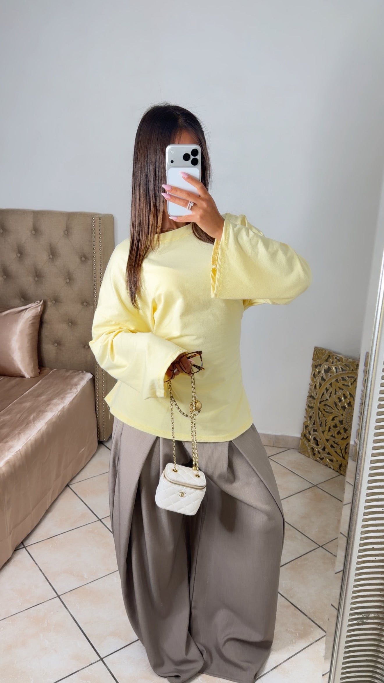 T-shirt oversize à cintrée au dos [JAUNE]