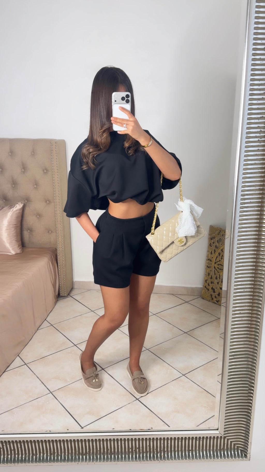 Ensemble t-shirt bouffant et short [NOIR]
