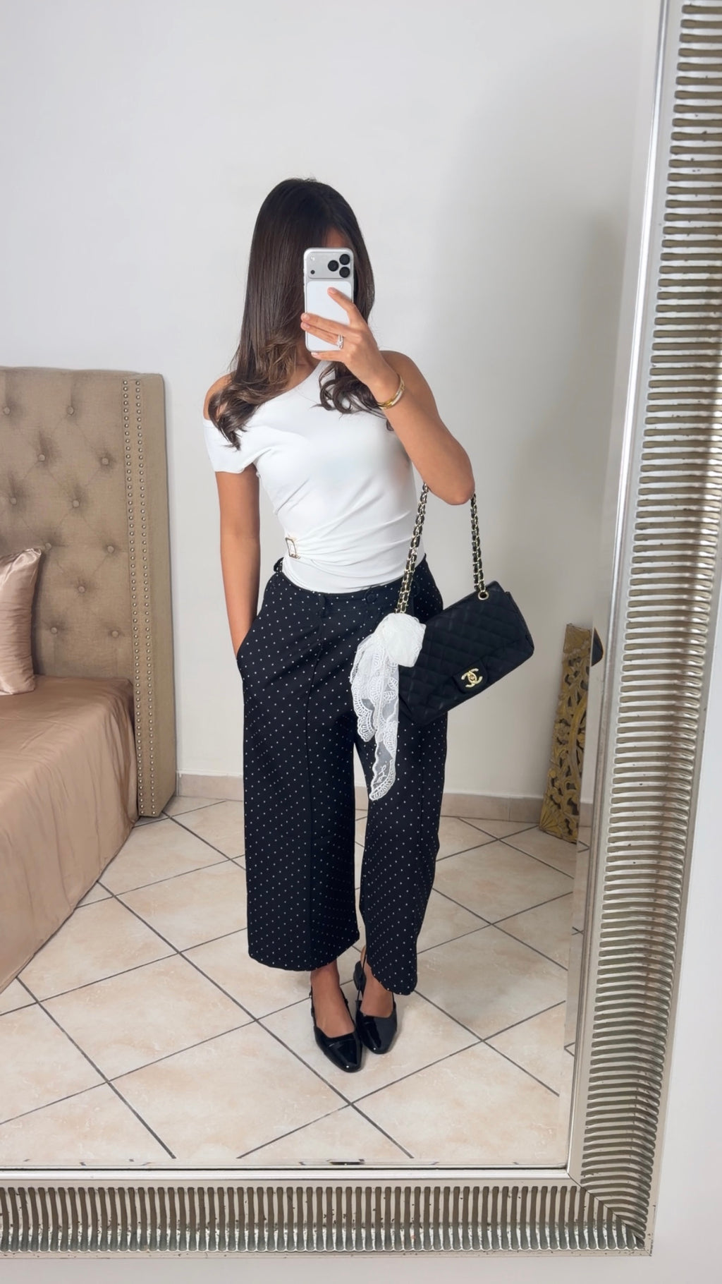 Pantalon cropped à pois [NOIR]