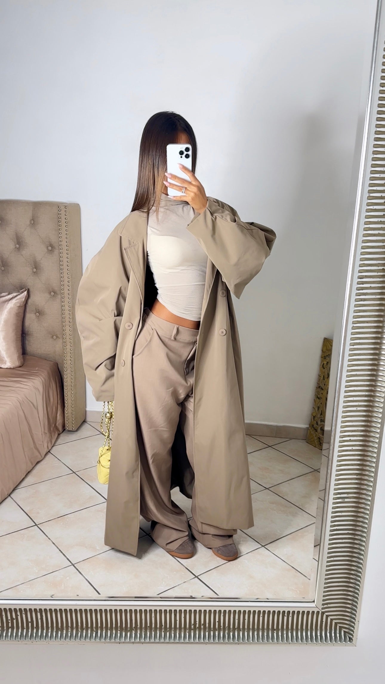Trench long oversize manches ballon [TAUPE]