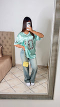 T-shirt basket oversize satiné [MENTHE]