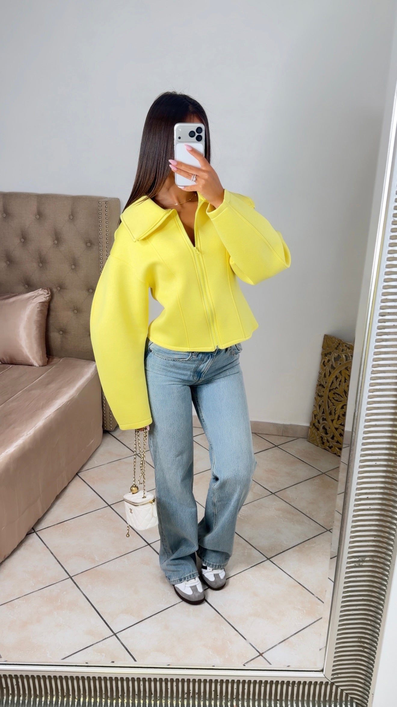 Veste structurée à zip [JAUNE]