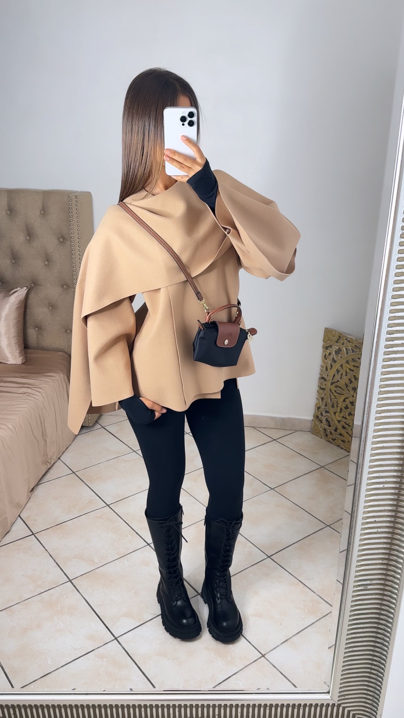 Veste écharpe façon cape [CAMEL]